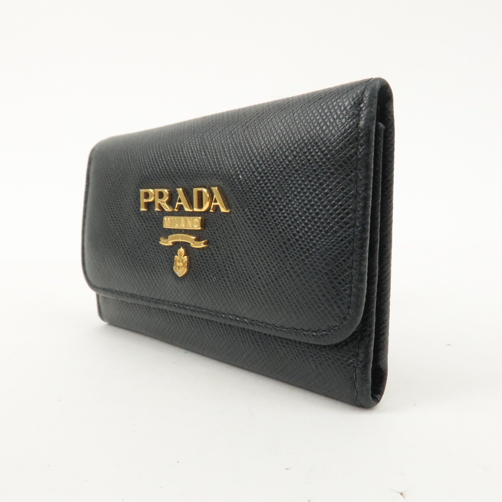 Black PRADA 6 Holder ep vintage luxury Store Key Leather Key Case Prada patchwork shirt NERO 1PG222 dct KeyHook