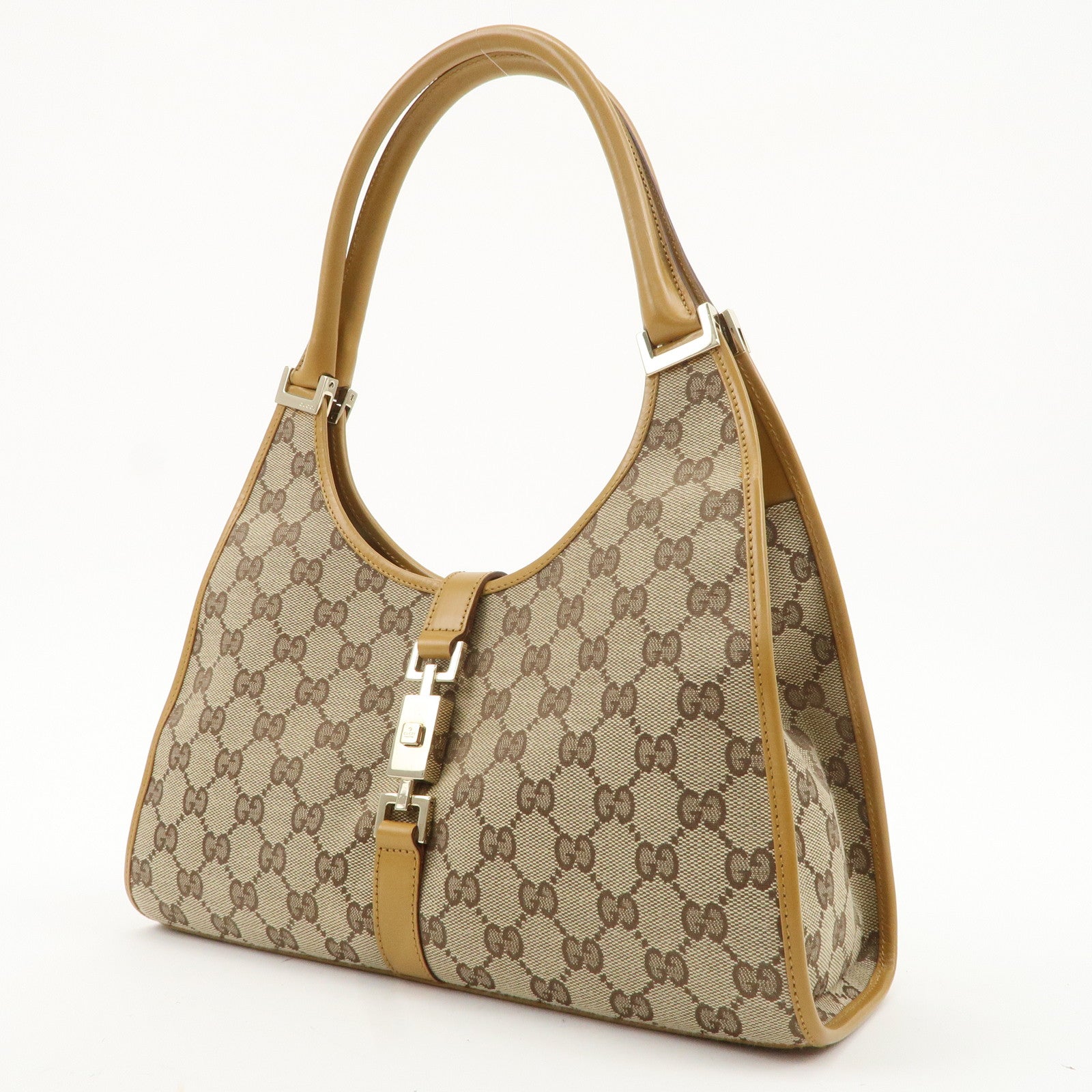 GUCCI Jackie Leather Shoulder Bag Beige 002.1067