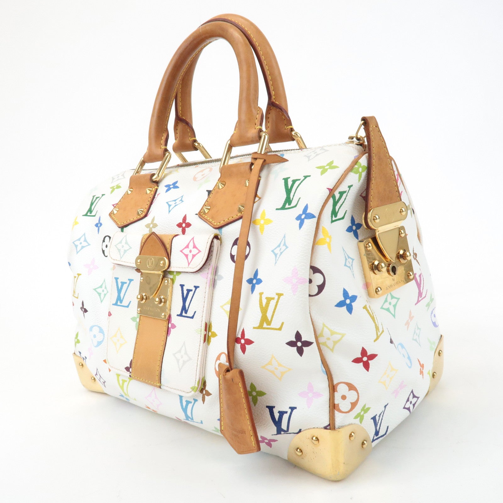Louis Vuitton Monogram Multicolor Speedy 30 Hand Bag Blanc M92642 Used