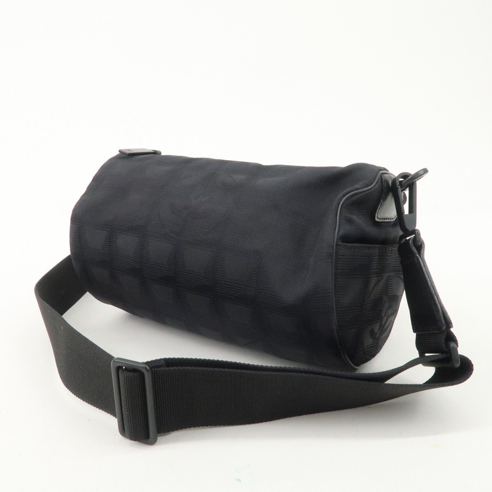 CHANEL New Travel Line Nylon Jacquard Leather Shoulder Bag A17669 Used