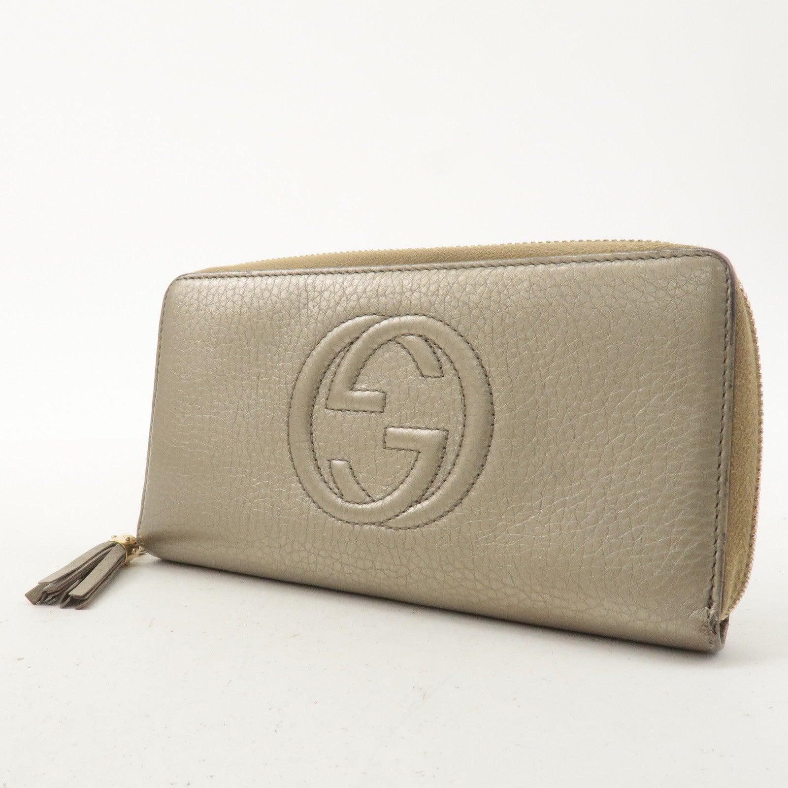 GUCCI SOHO Interlocking G Leather Round Zipper Long Wallet 308004