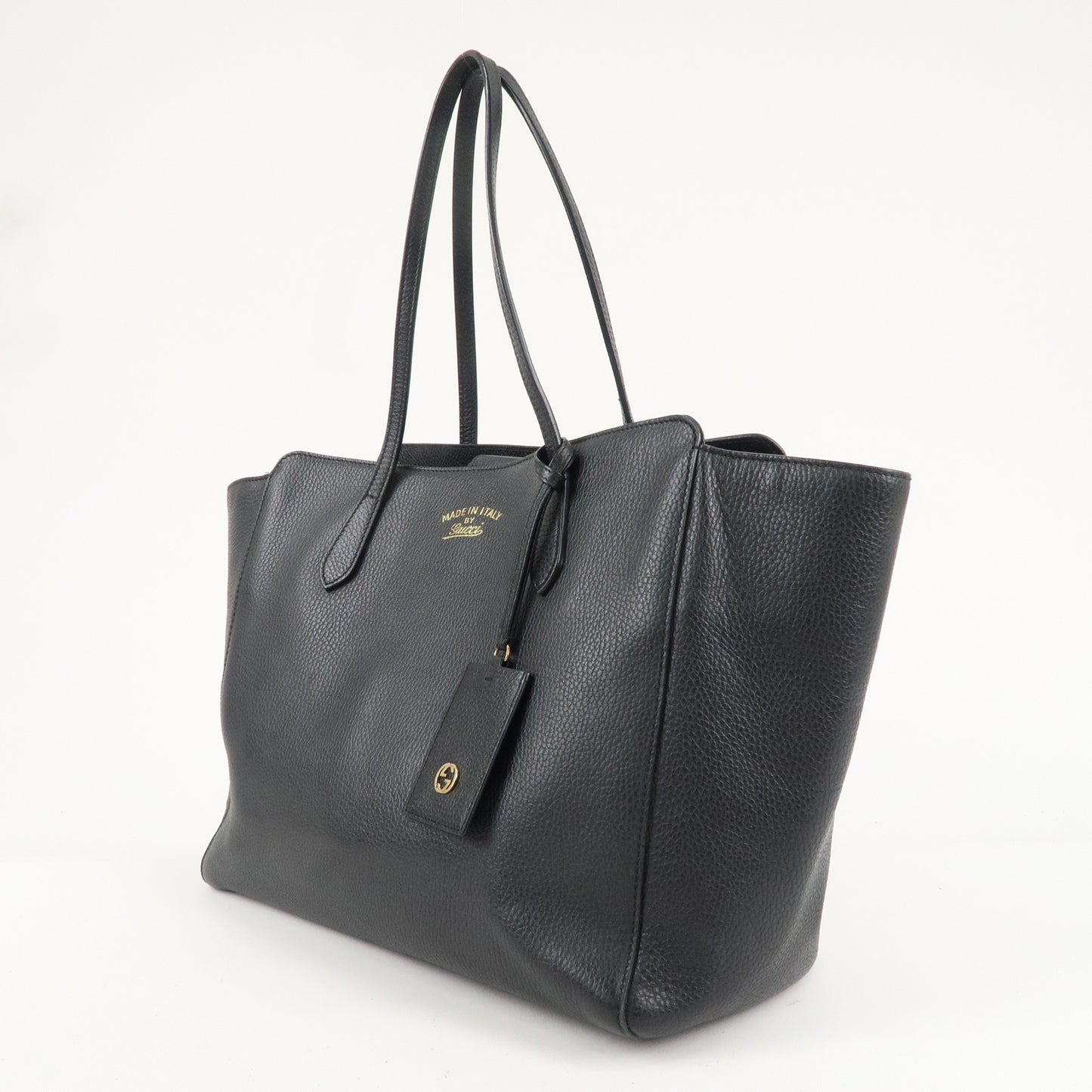 GUCCI Leather Swing Large Tote Bag Shoulder Bag Black 354397