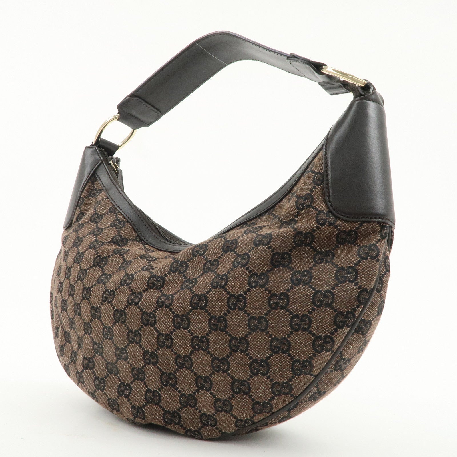 GUCCI GG Canvas Leather Shoulder Bag Hand Bag Brown 257297