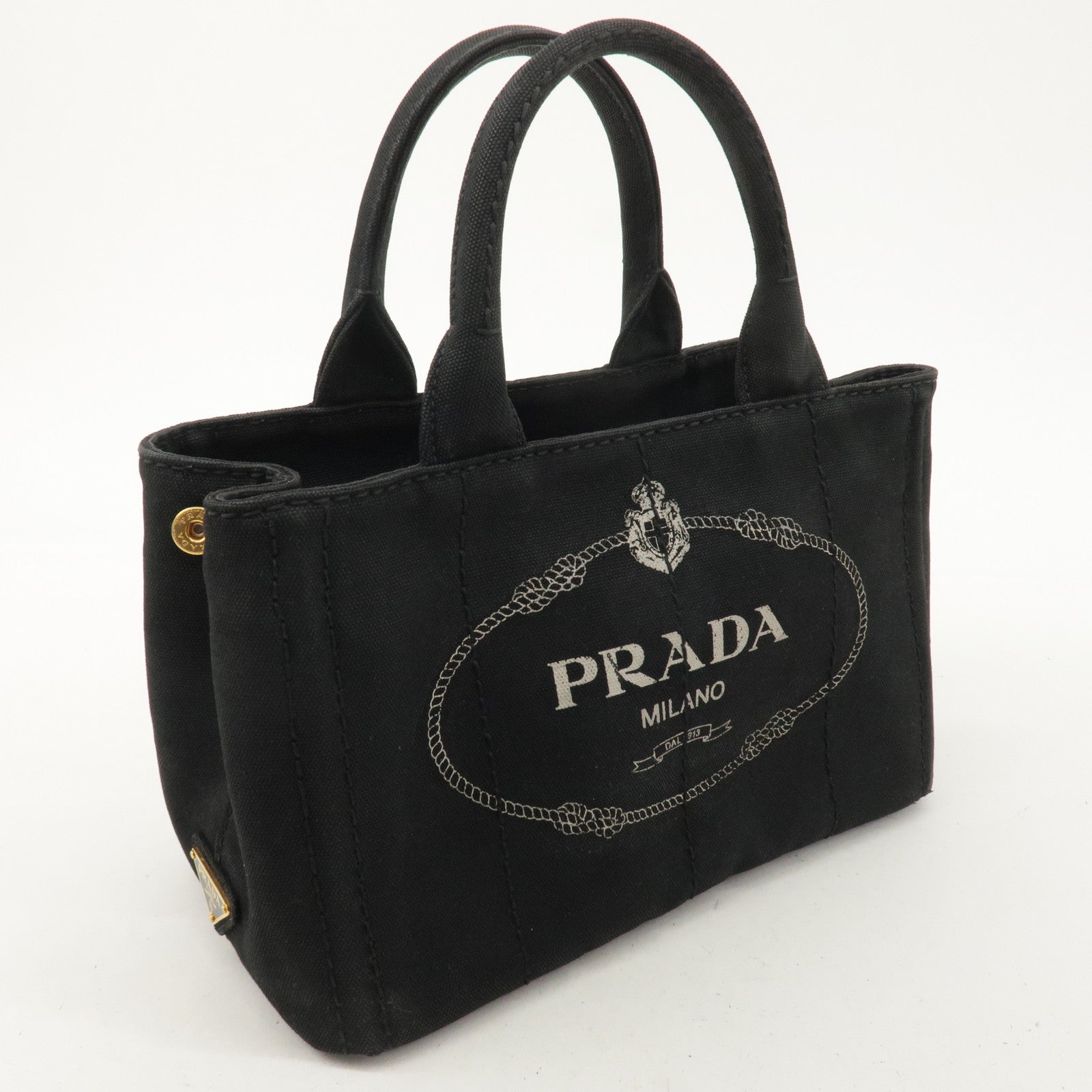 PRADA Canapa Mini Canvas 2Way Bag Hand Bag Black B2439G