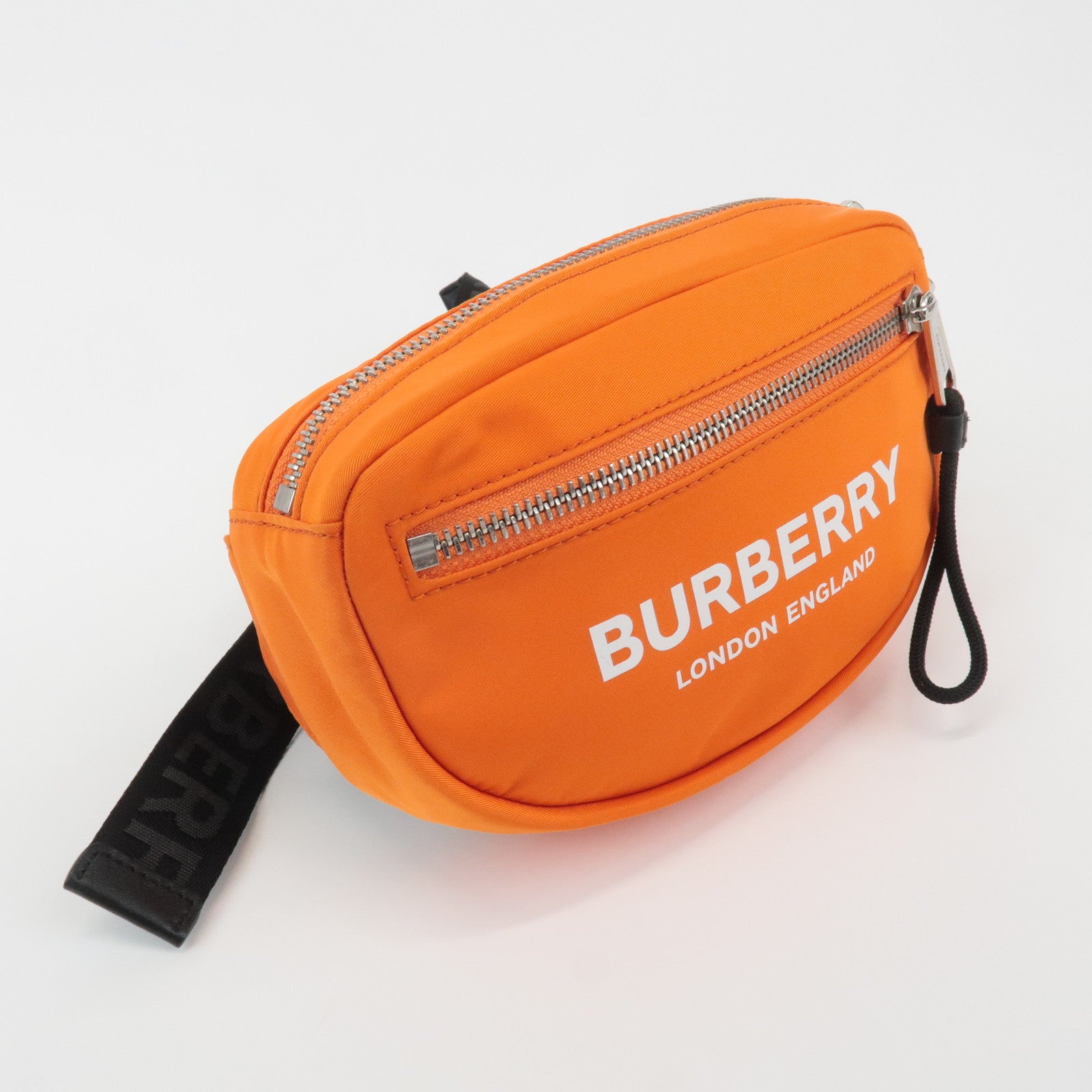 BURBERRY London Nylon Leather Waist Bag Crossbody Bag Orange