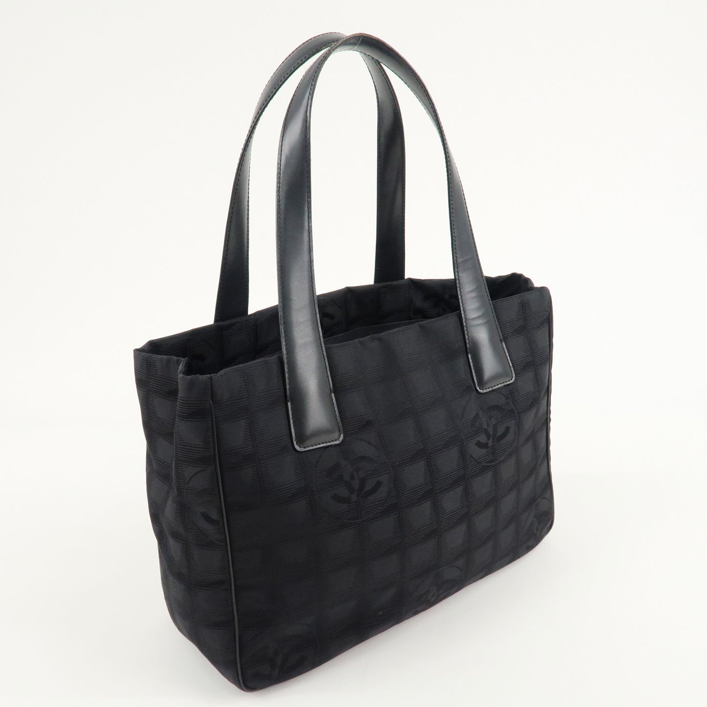 CHANEL Travel Line Nylon Jacquard Tote PM Tote Bag Black A20457