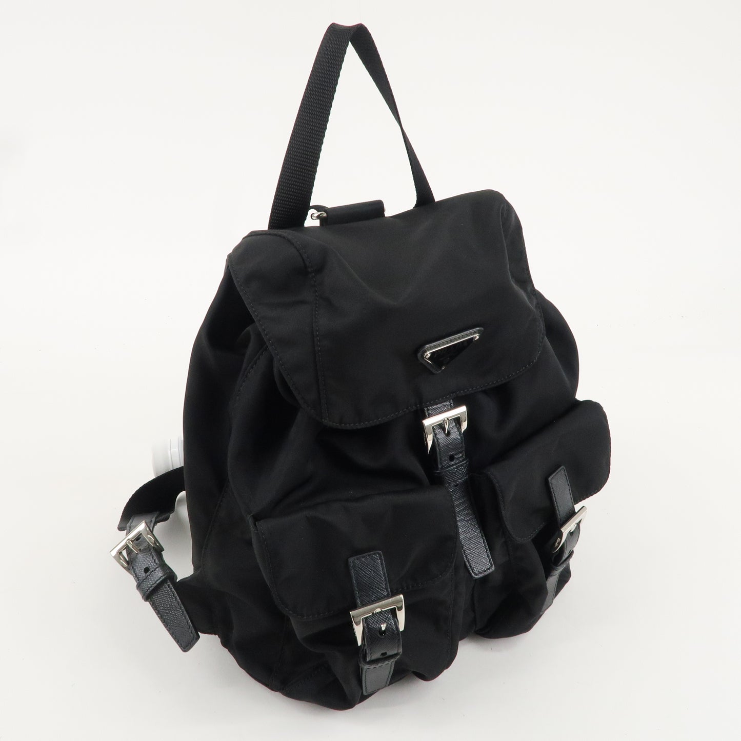 PRADA Nylon Saffiano Leather Rucksack Backpack Black