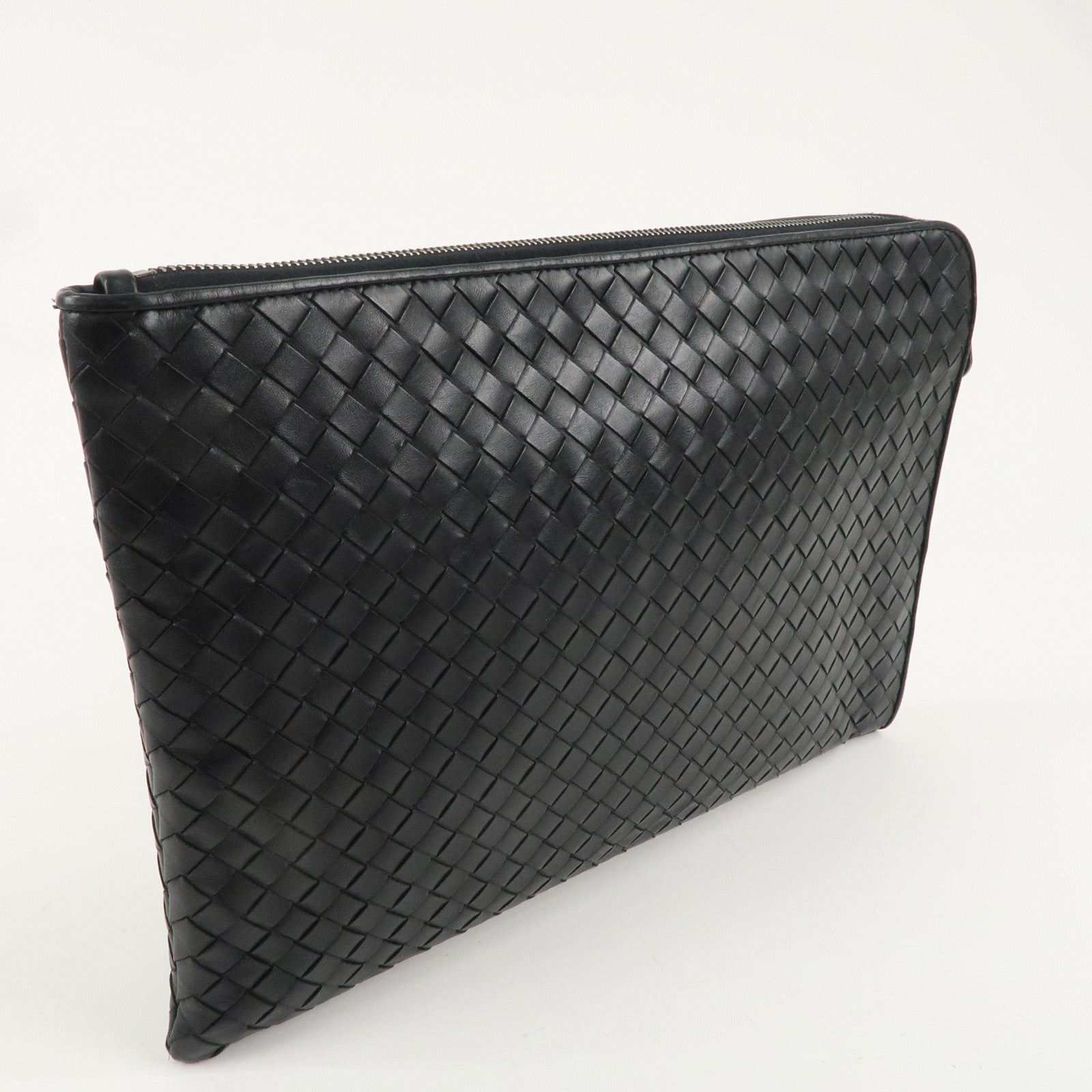 BOTTEGA VENETA Intrecciato Leather Clutch Bag Black