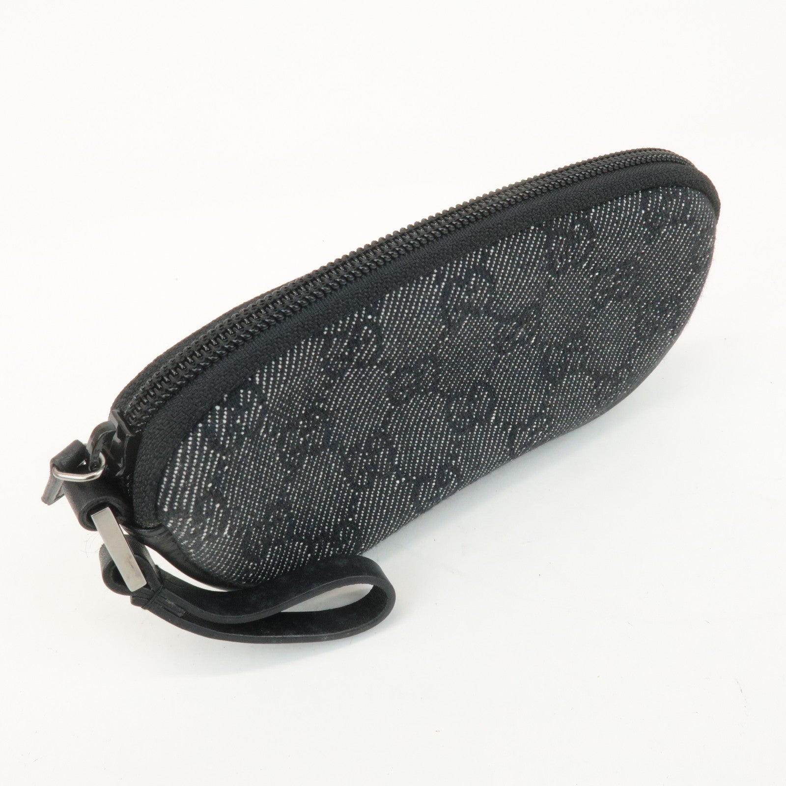 GUCCI GG Denim Leather Pouch Glasses Case Black 3970