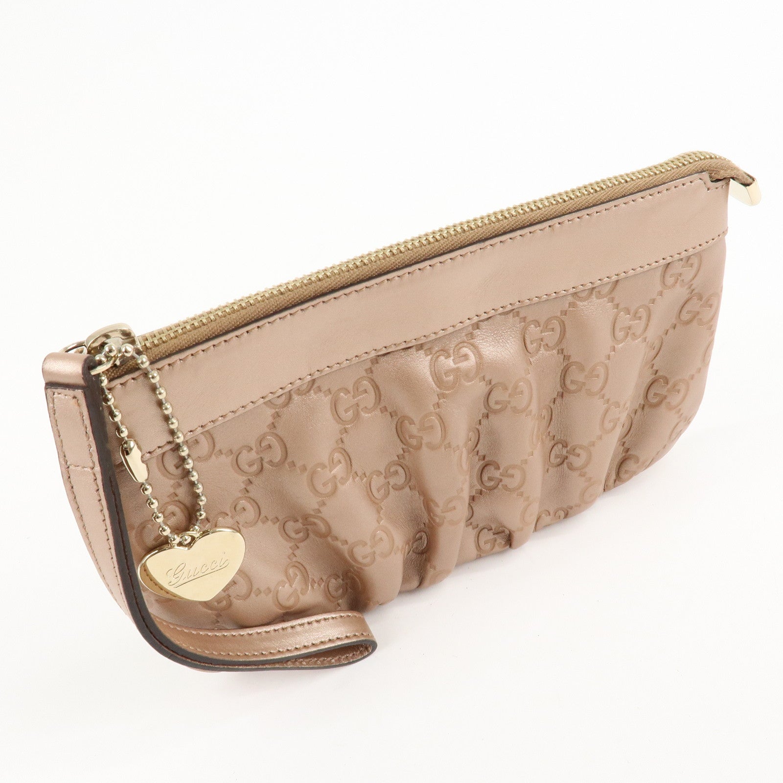 GUCCI Guccissima Guccissima Leather Pouch Pink Beige 224073