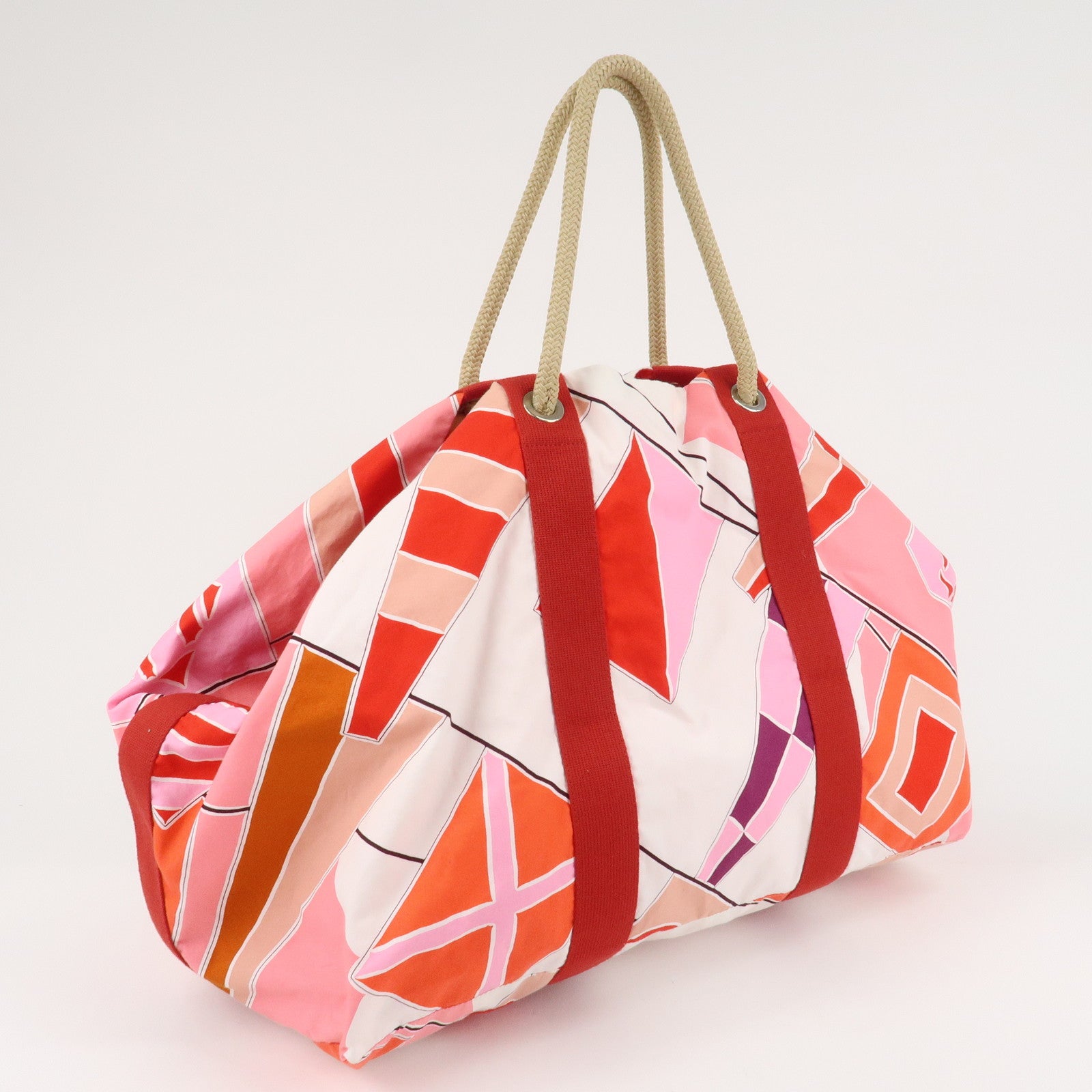 HERMES Cotton Beach Bag Cabas Drapeaux au vent Pink