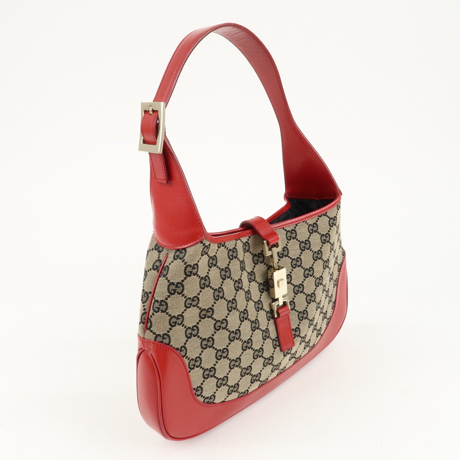 GUCCI Jackie GG Canvas Leather Shoulder Bag Hand Bag 001.3306