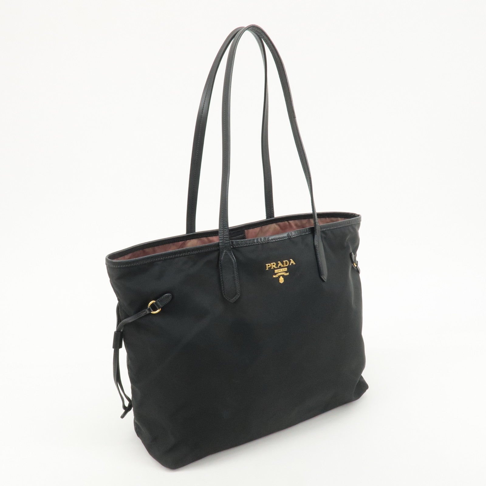 PRADA Nylon Leather Tote Bag Shoulder Bag Black