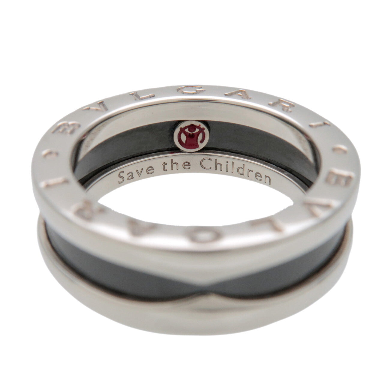 BVLGARI B-Zero1 Save the Children Ring SV925 Black Ceramic US5.5