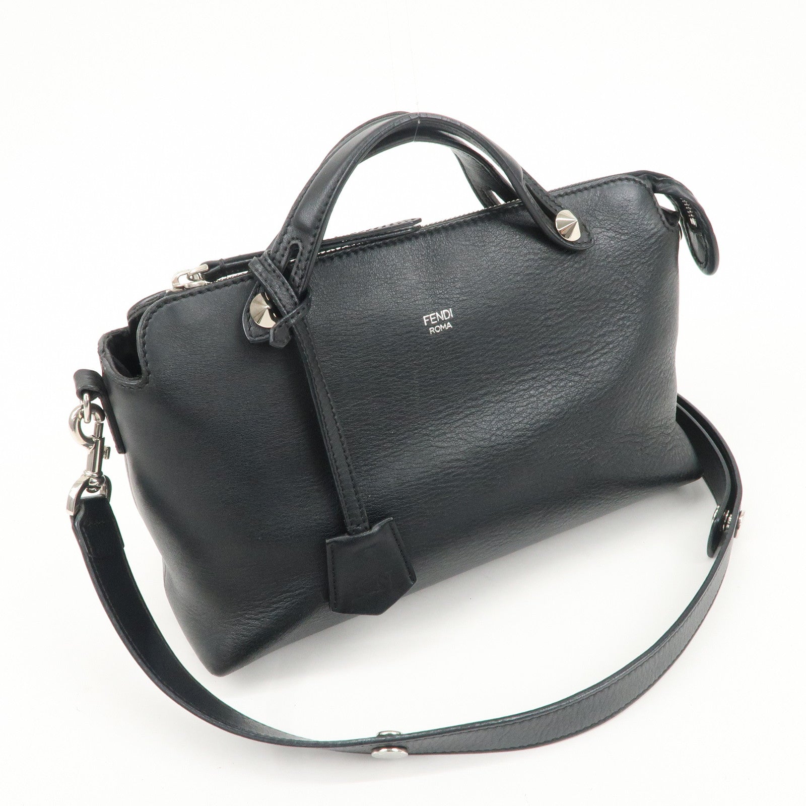 FENDI Bay The Way Leather 2Way Bag Shoulder Bag Black 8BL124