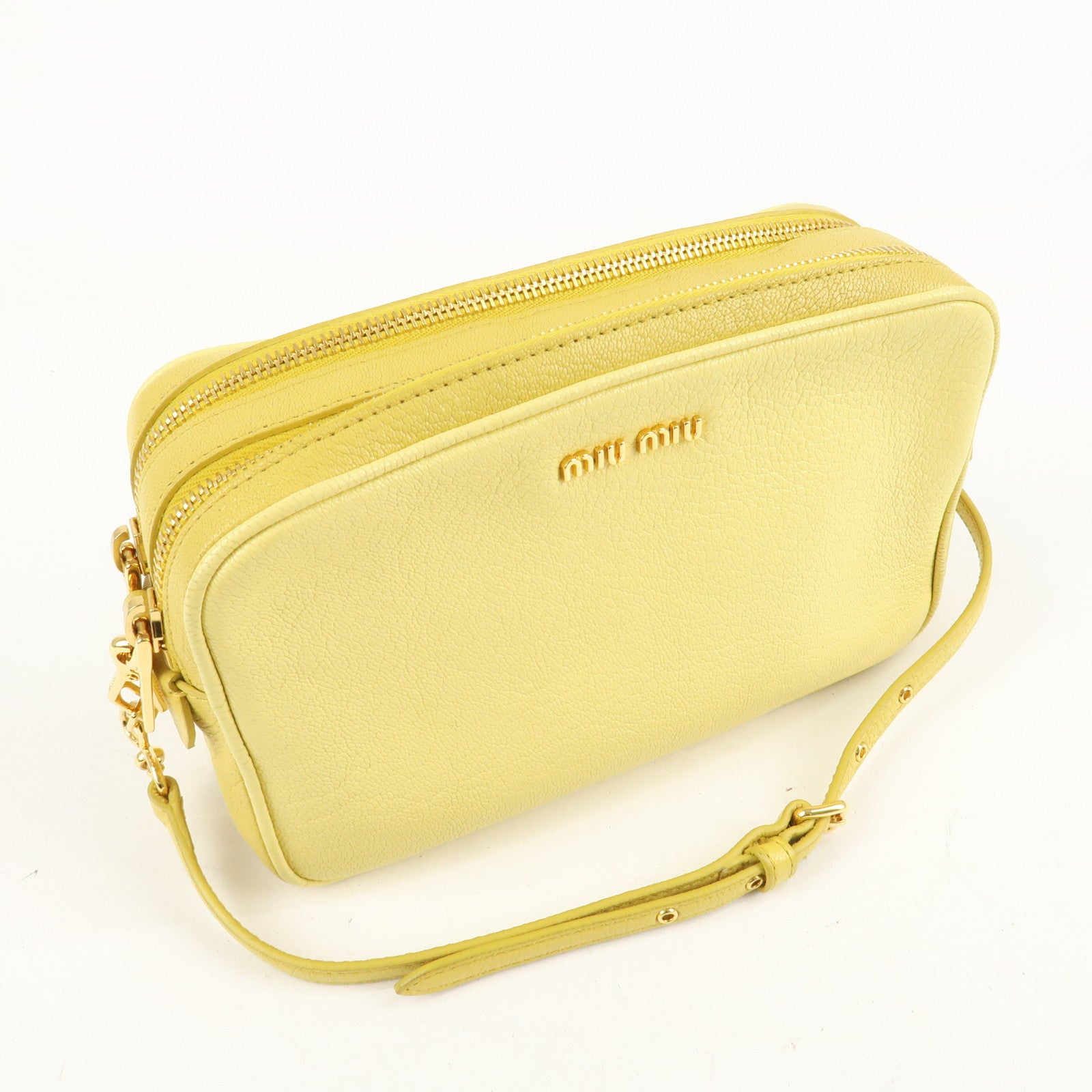 MIU MIU Leather MADRAS BICOLORE Shoulder Bag Yellow RT0539 Used