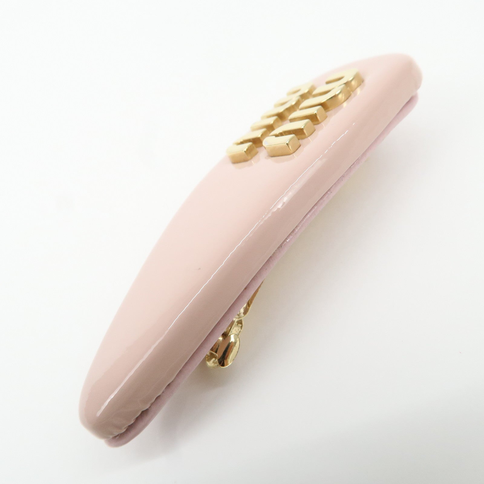 MIU MIU Patent Leather Hair Clip Pink Beige