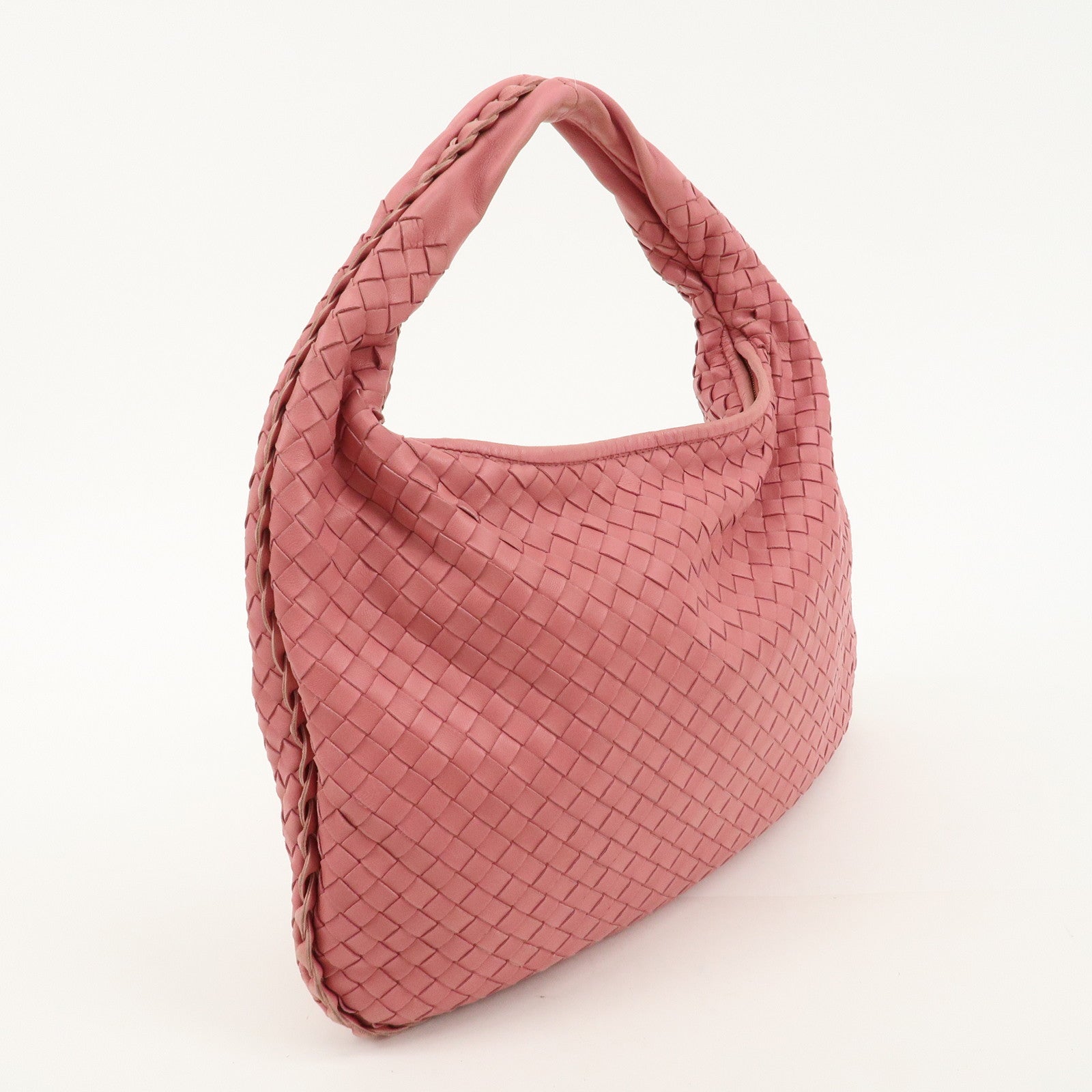 BOTTEGA VENETA Hobo Intrecciato Leather Shoulder Bag Pink 115653