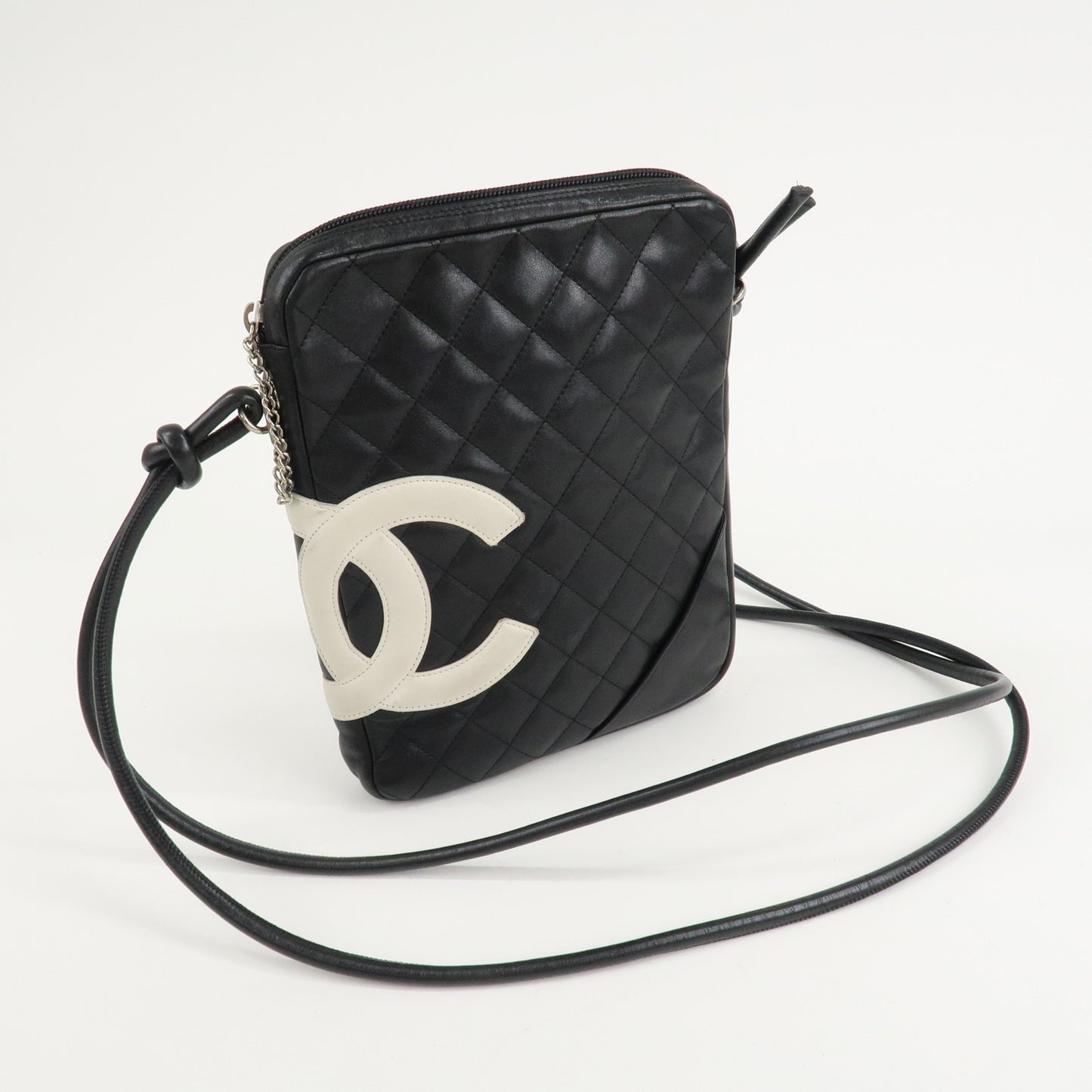 CHANEL Cambon Line Lamb Skin Shoulder Bag Pouch Black