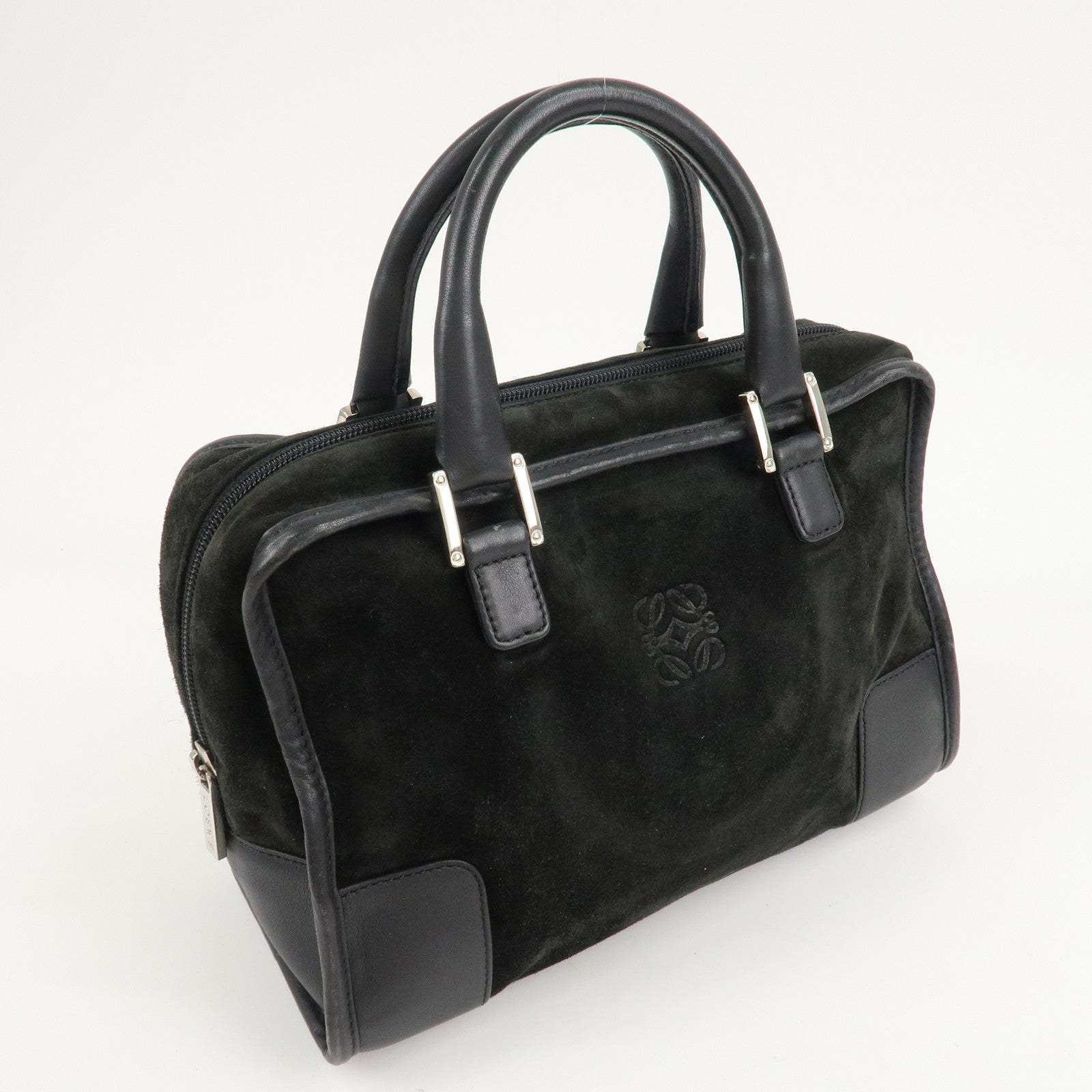 LOEWE Suede Amazona 26 Hand Bag Black