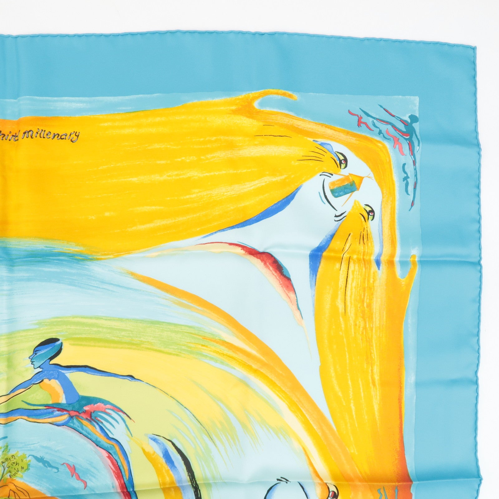 HERMES Carre 90 Silk 100% Scarf Smiles in Third Millenary Used