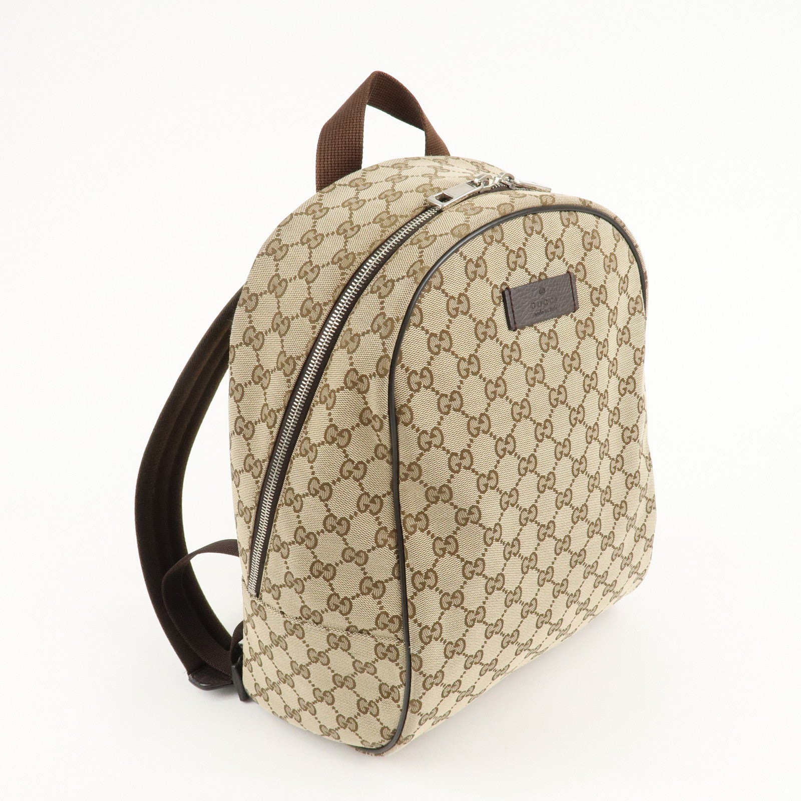 GUCCI GG Canvas Leather Backpack Beige Brown 449906