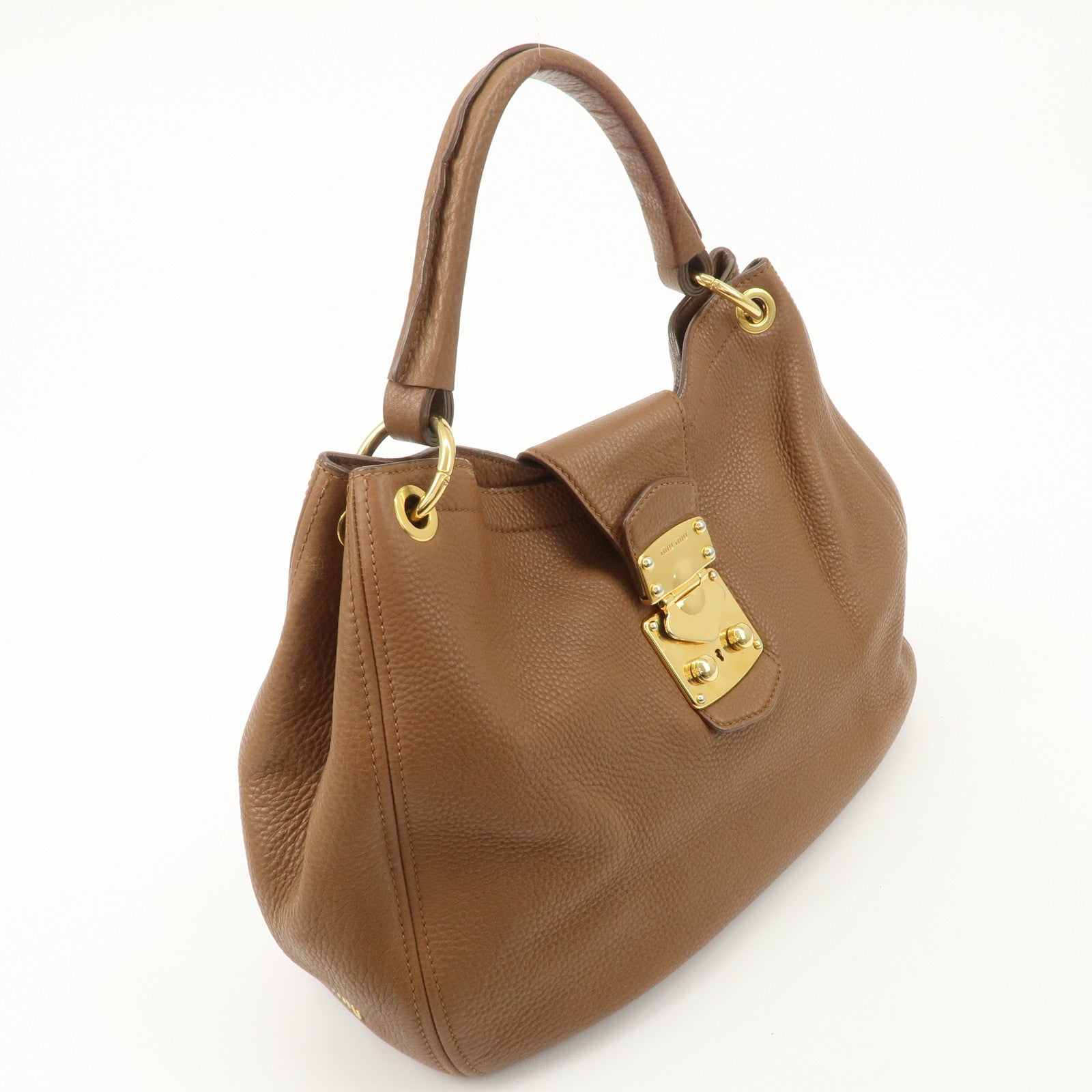 MIU MIU Leather 2WAY Bag Shoulder Bag Brown