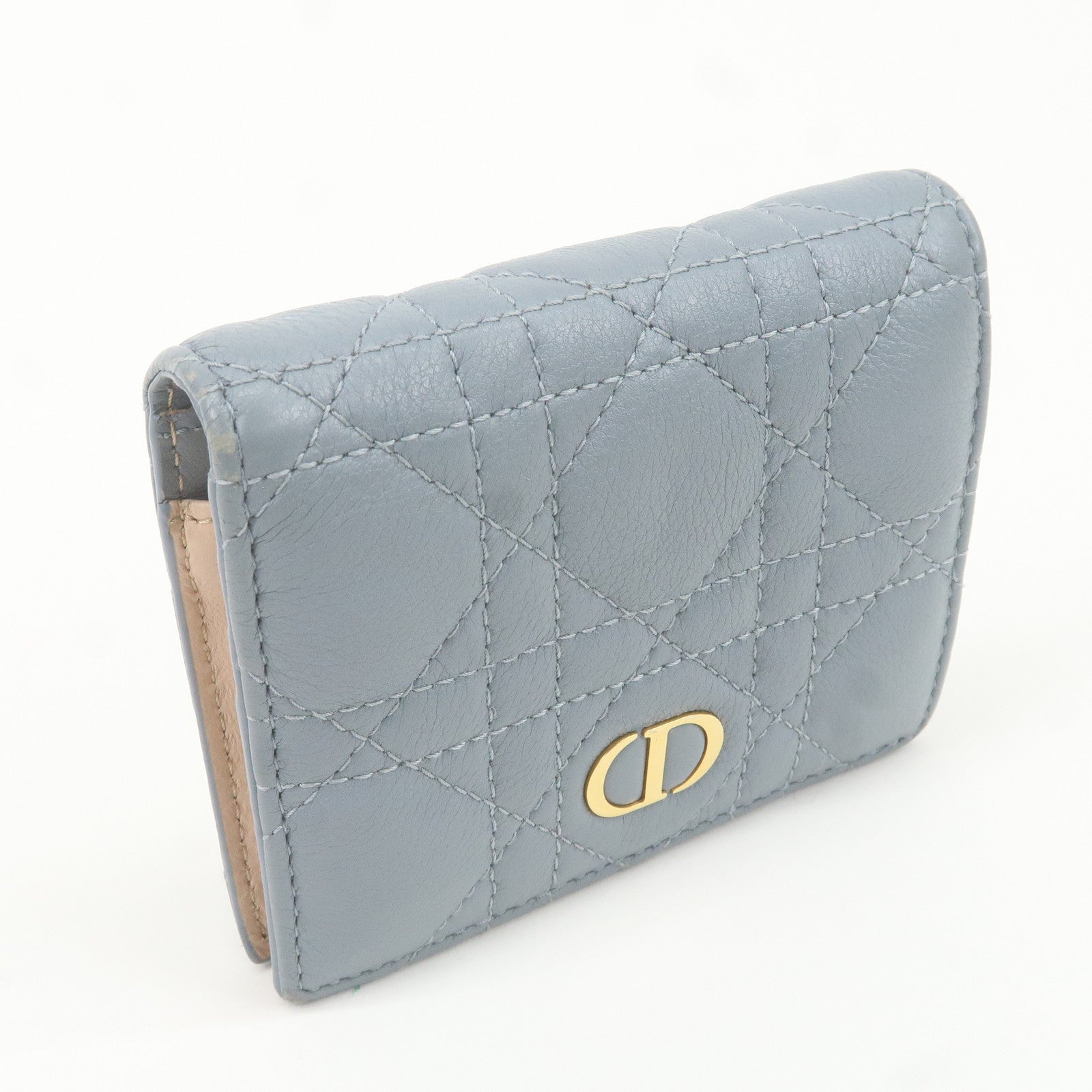 Christian Dior Cannage Calf Skin Leather Caro Compact Wallet