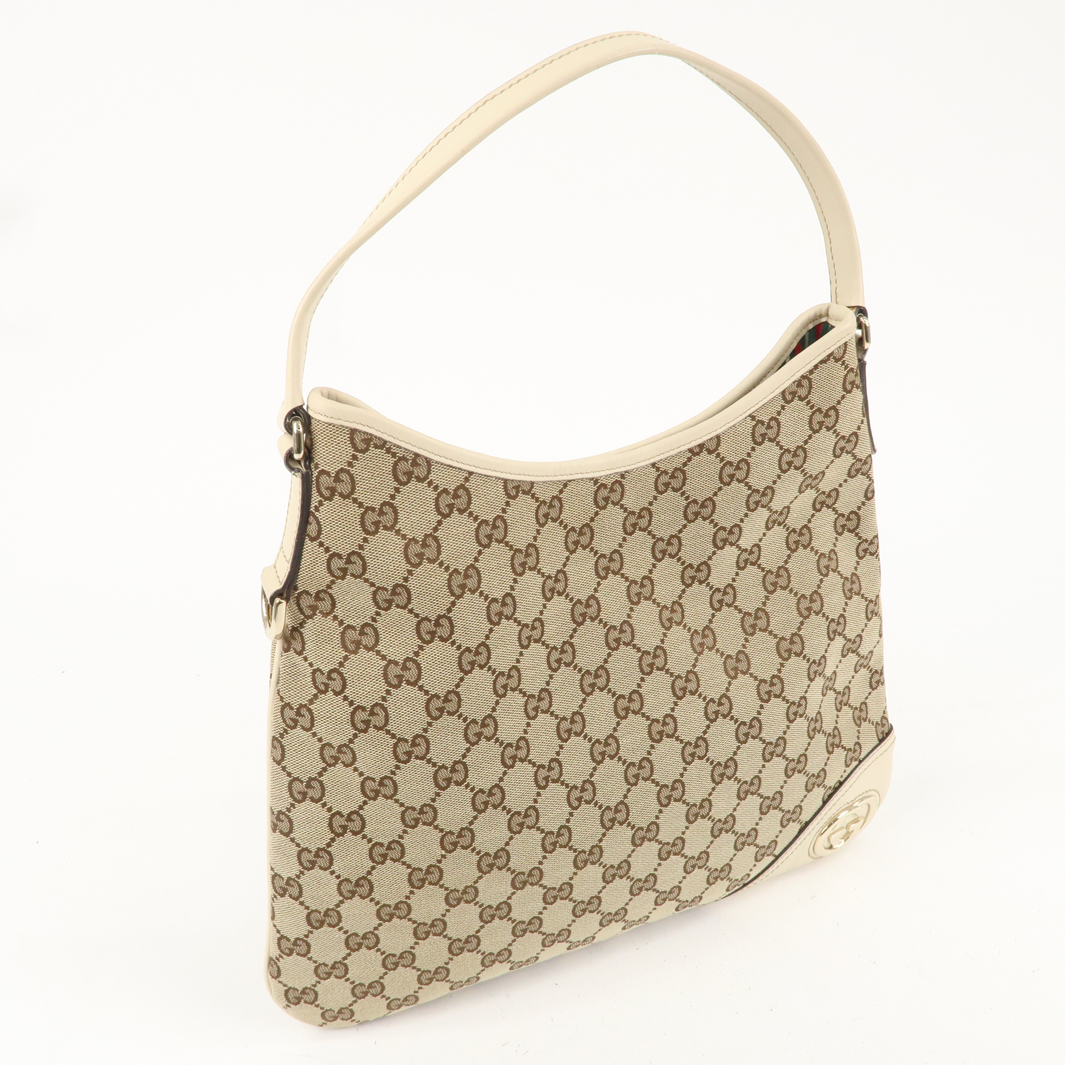 GUCCI Interlocking G Sherry GG Canvas Leather Shoulder Bag 169947