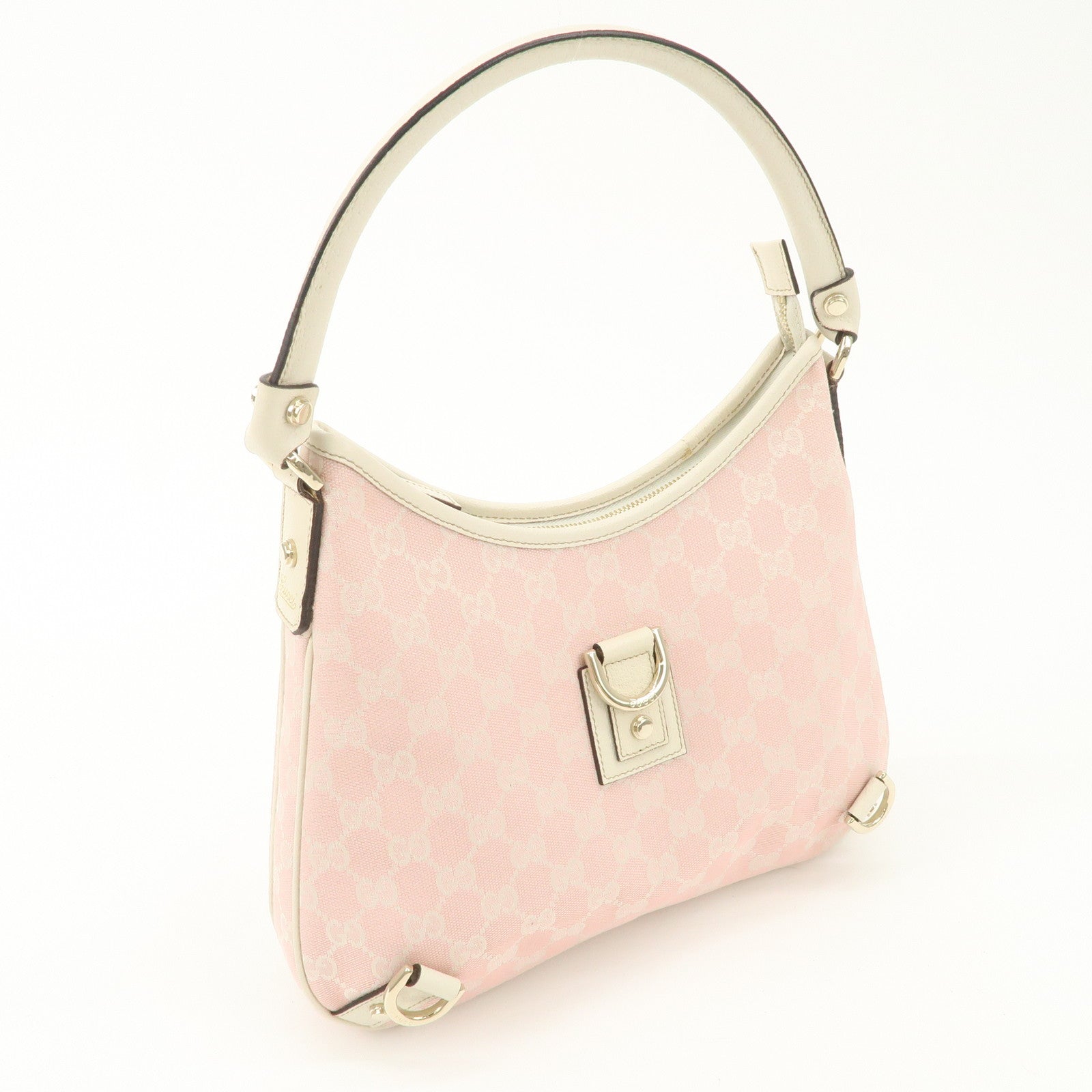 GUCCI Abbey GG Canvas Leather Shoulder Bag Ivory Pink 130738 Used