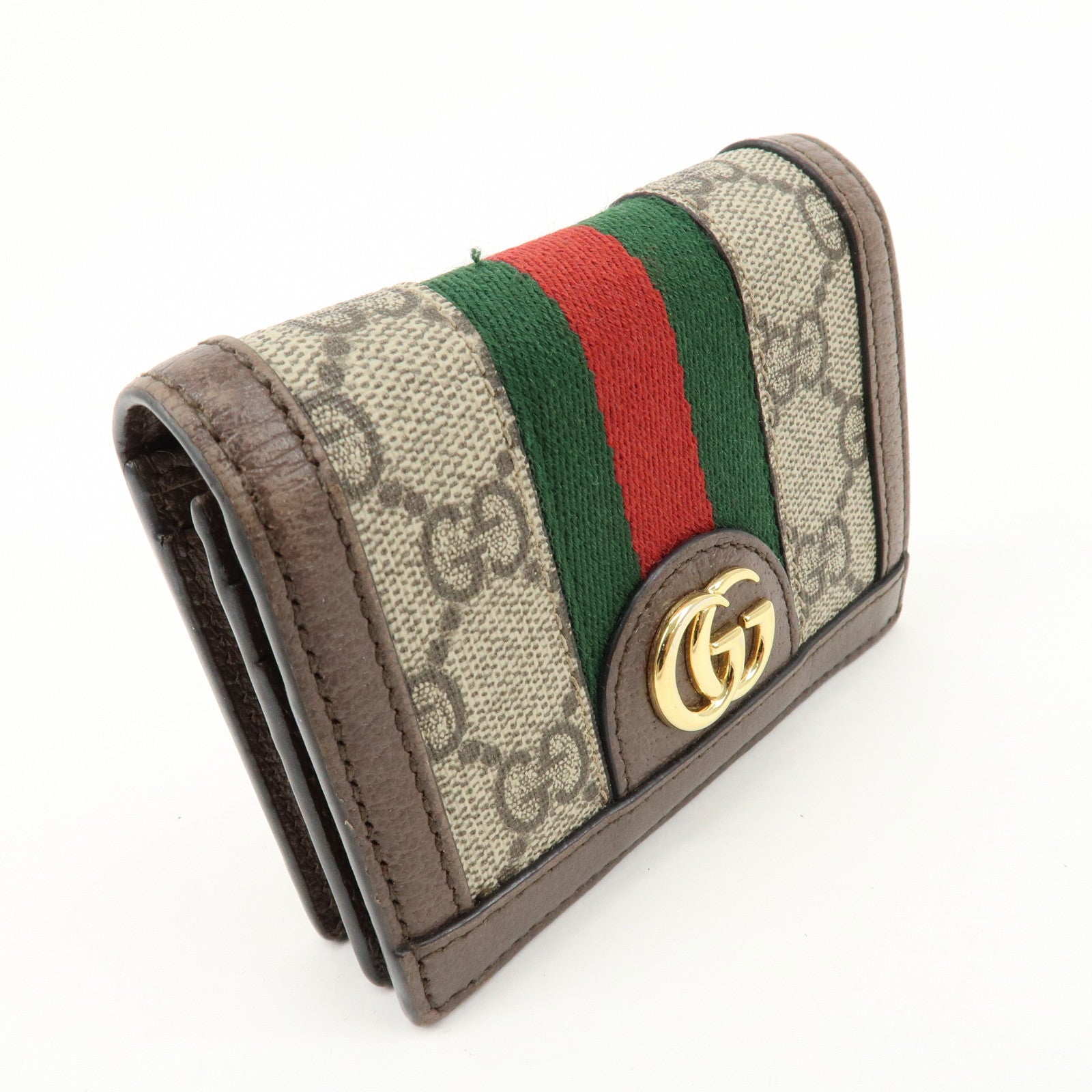 GUCCI Ophidia Sherry GG Supreme Leather Compact Wallet 523155