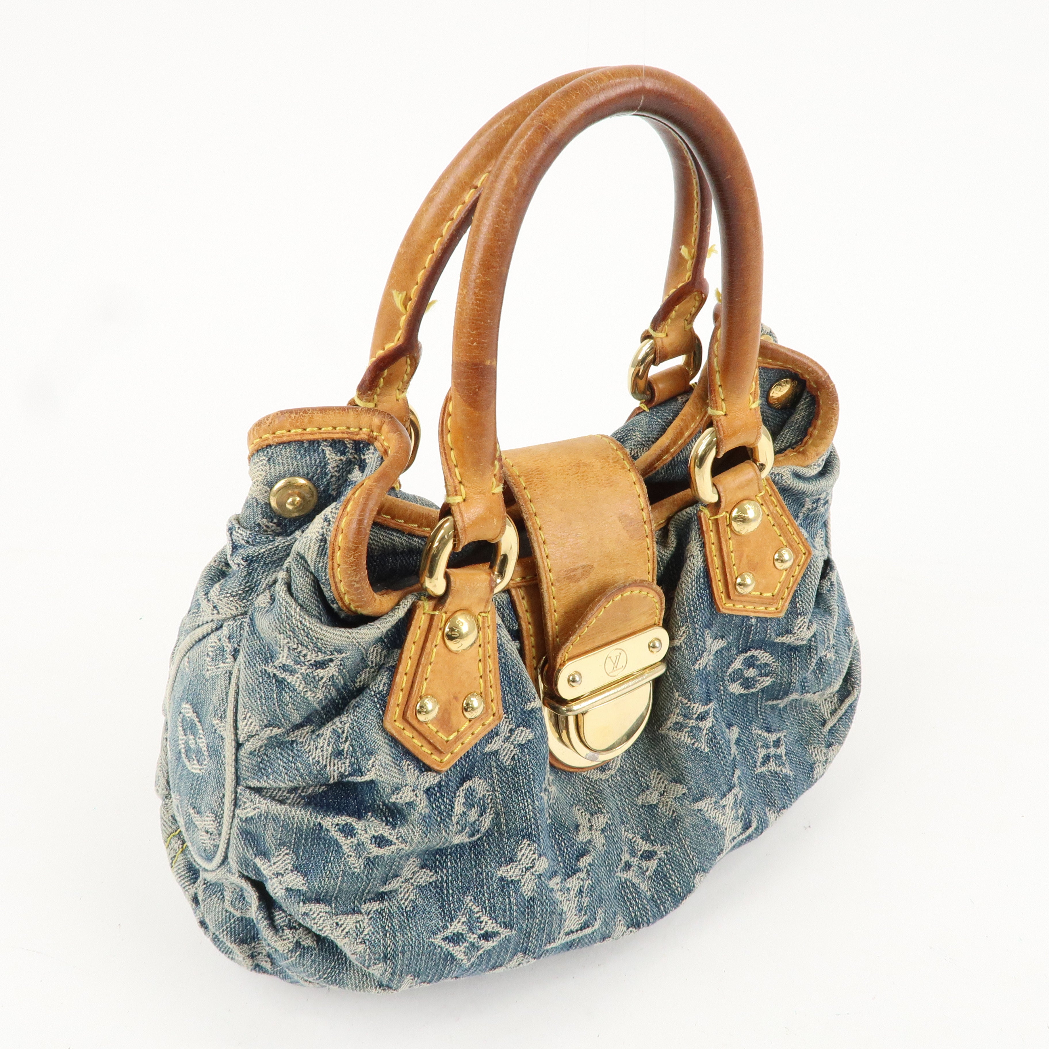 Louis Vuitton Monogram Denim Pleaty Hand Bag Blue M95020