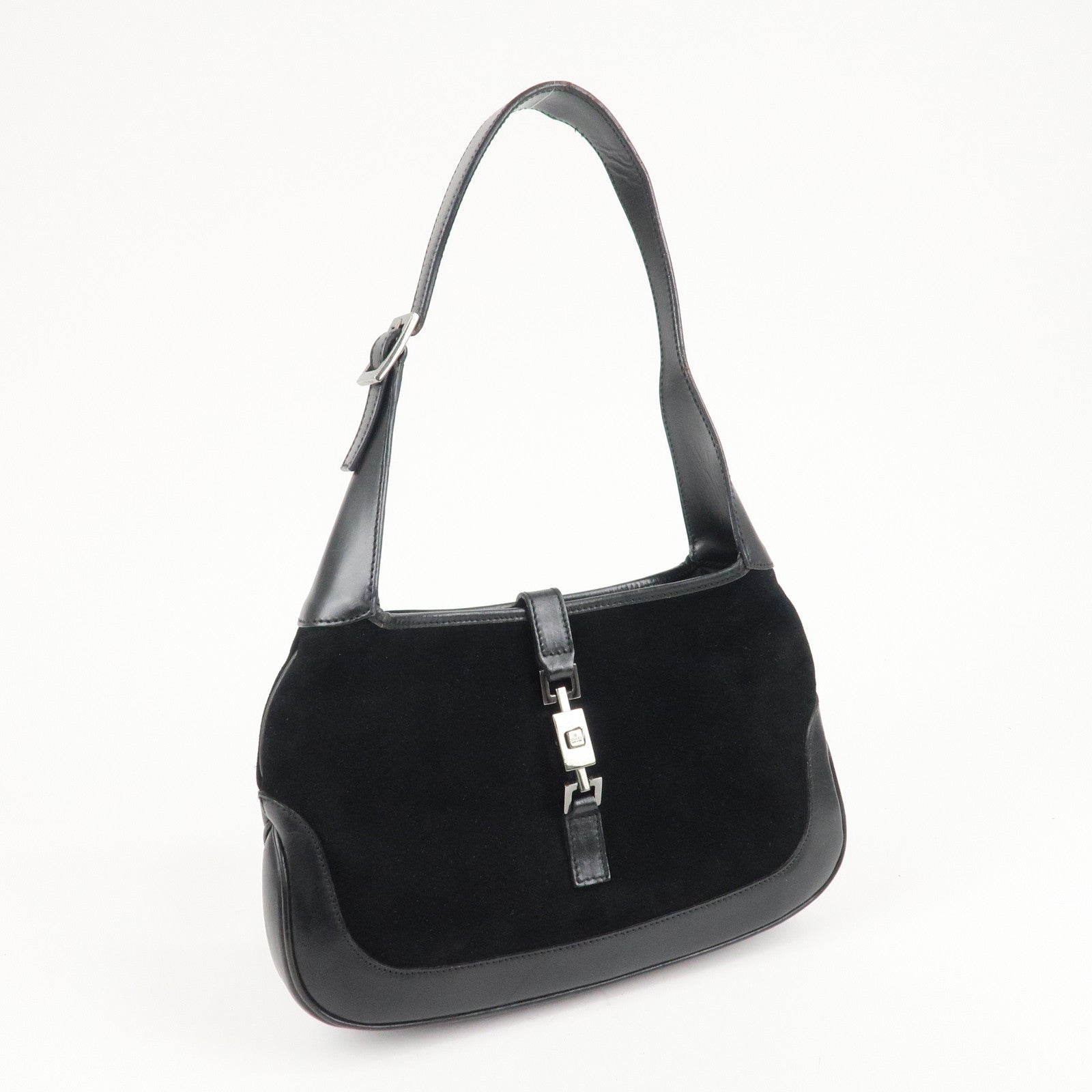 GUCCI Jackie Suede Leather Shoulder Bag Black 001.3735