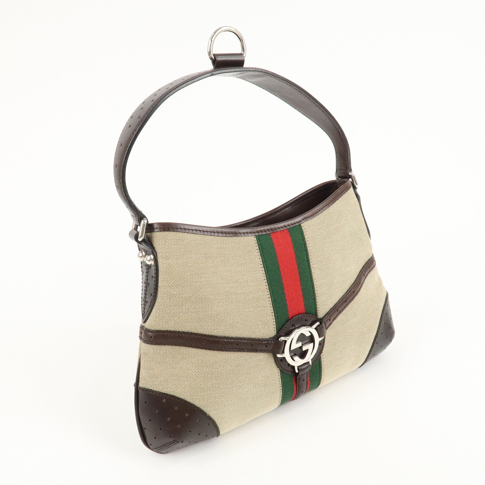 GUCCI Shelley Interlocking G Canvas Leather Shoulder Bag 114877