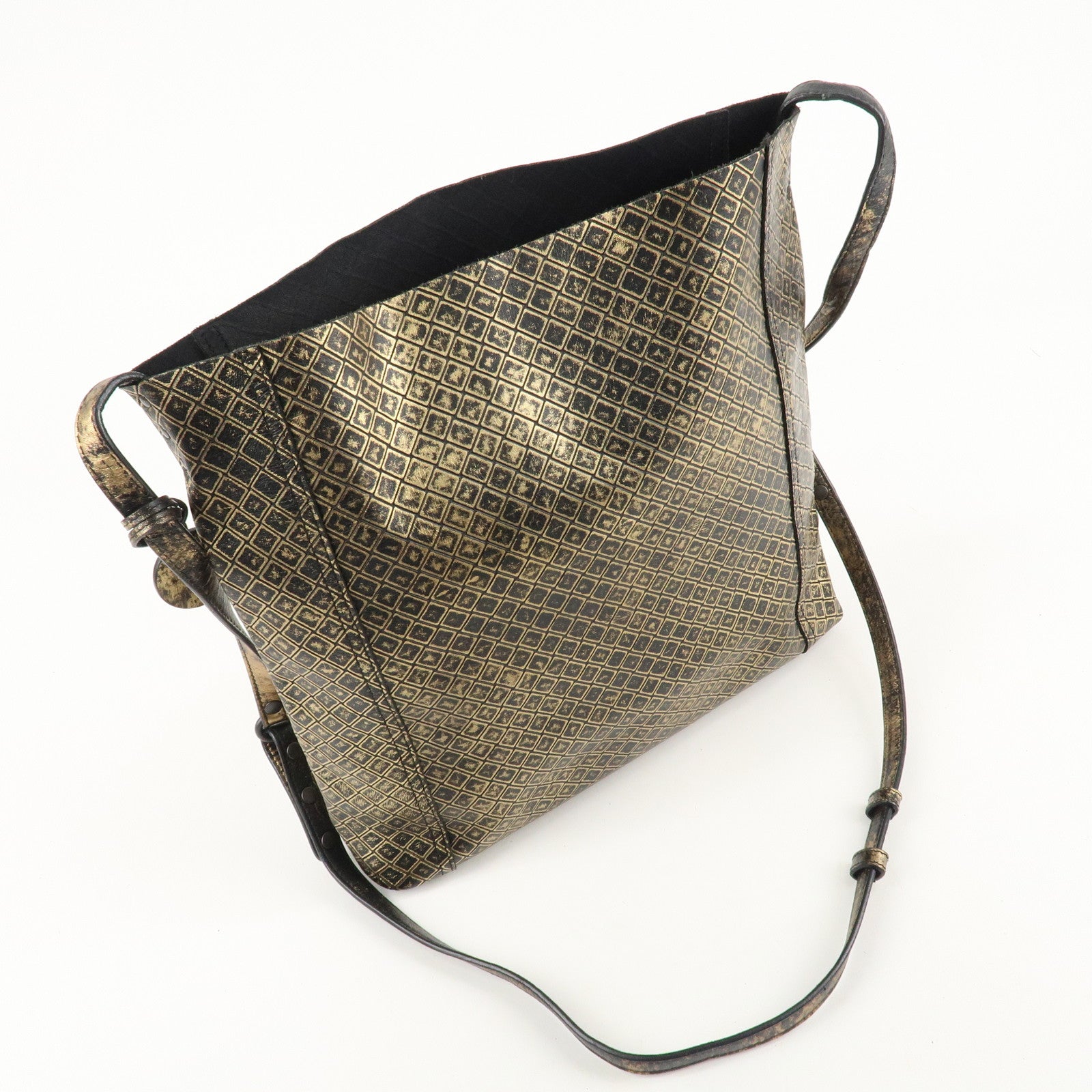 BOTTEGA VENETA Intreccio Mirage Leather Shoulder bag Gold Black