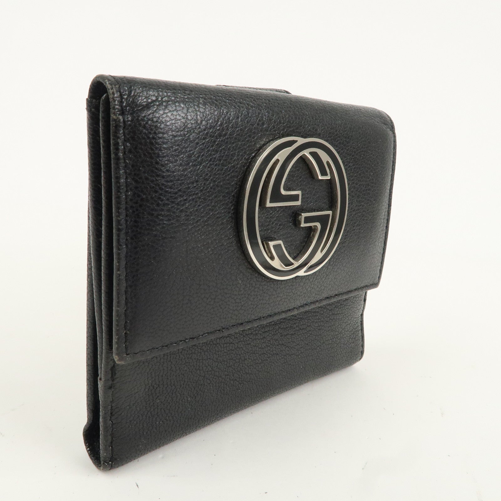 GUCCI Interlocking G Leather Bi-fold Wallet Black 131020