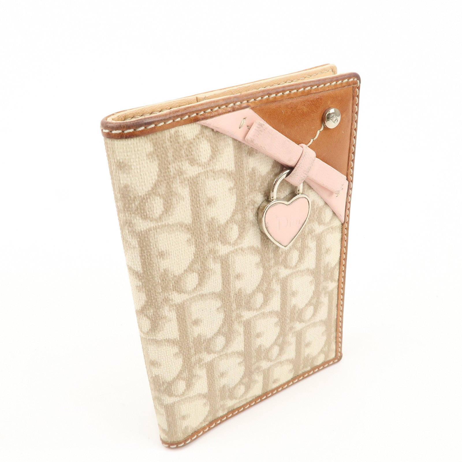 Christian Dior Trotter PVC Leather Agenda Cover Heart Charm Beige