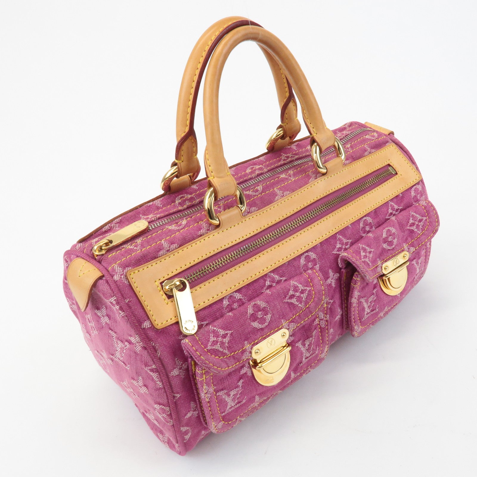 Louis Vuitton Monogram Denim Neo Speedy Boston Bag Pink M95214 Used