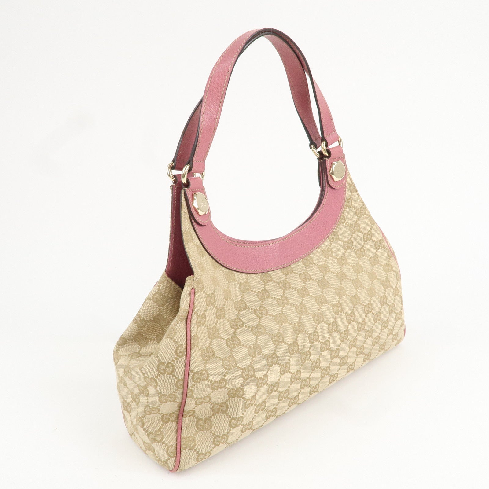 GUCCI GG Canvas Leather Shoulder Bag Hand Bag Pink 154982