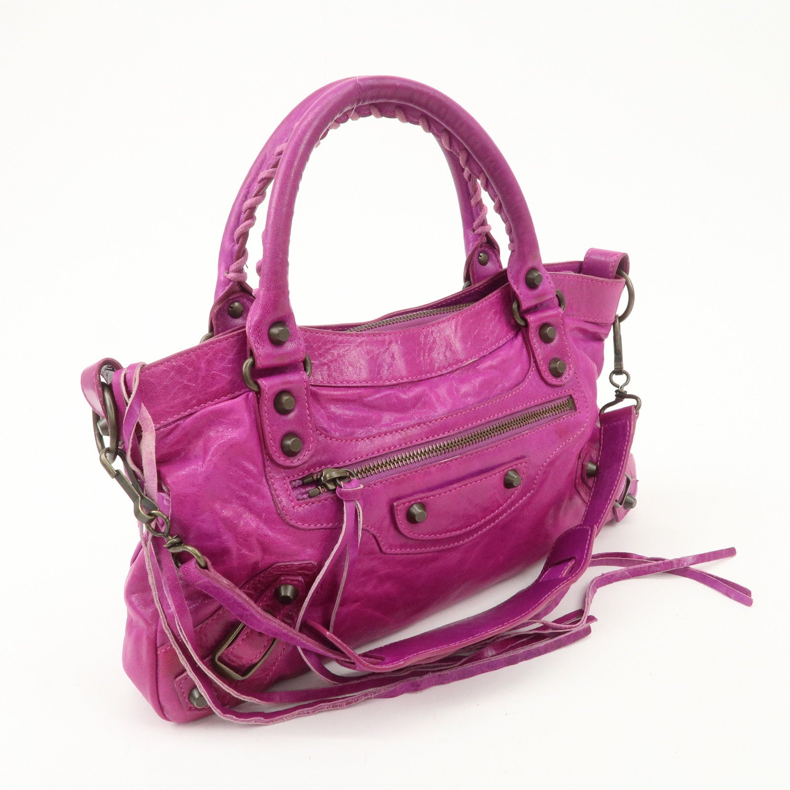 BALENCIAGA The First Leather 2Way Bag Hand Bag Pink 103208 Used