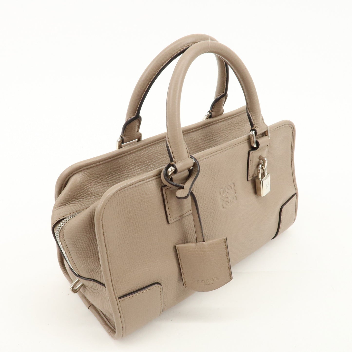 LOEWE Anagram Leather Amasona28 Hand Bag  Greige