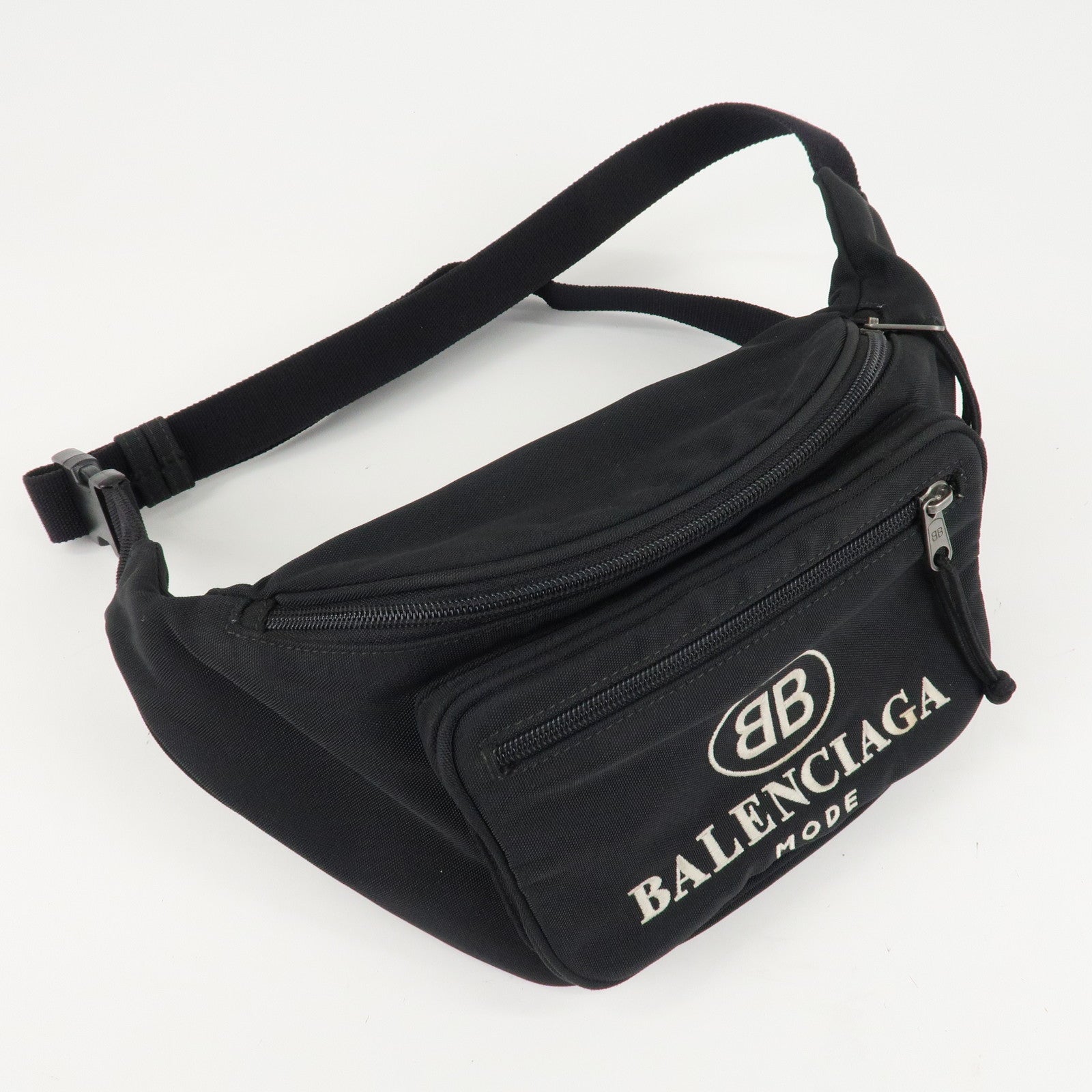 BALENCIAGA Explorer Nylon Waist Bag Adjustable Strap Black 482389