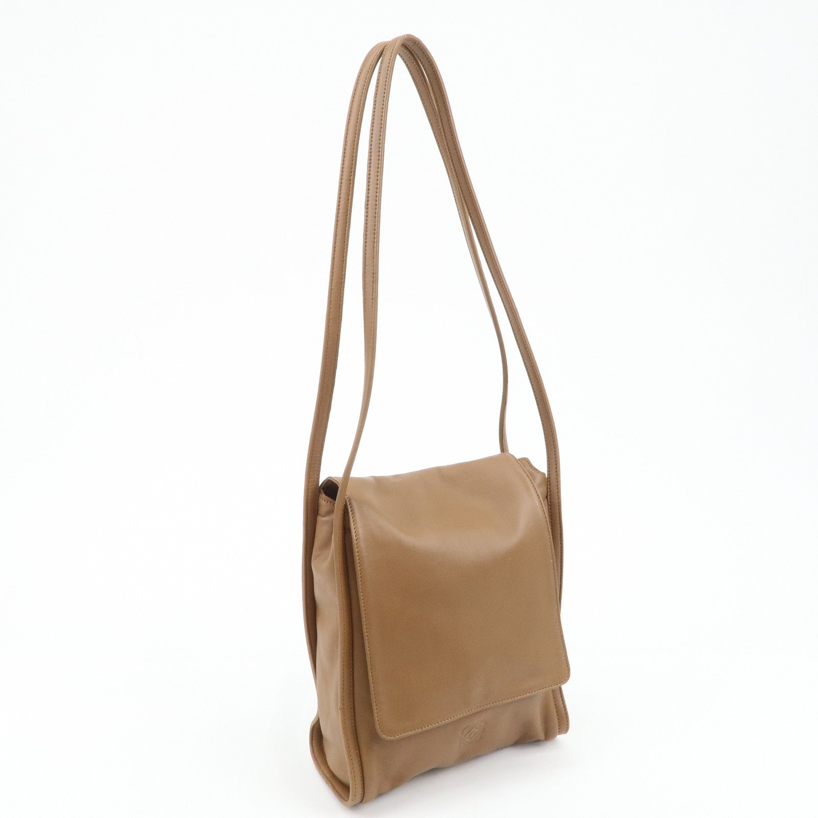 LOEWE Anaglam Leather Shoulder Bag Crossbody Bag Brown