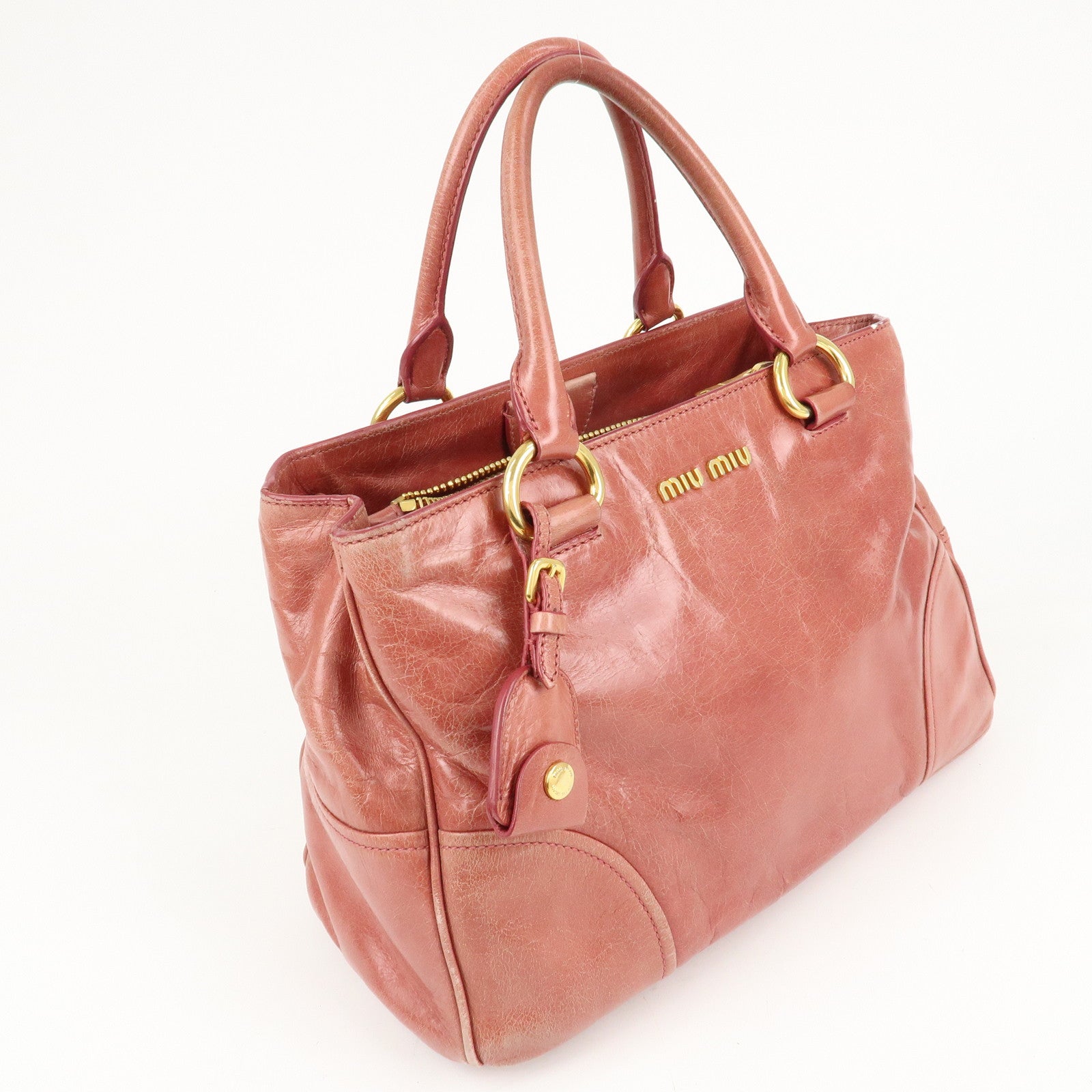 MIU MIU Leather 2 Way Bag Hand Bag Shoulder Bag Pink