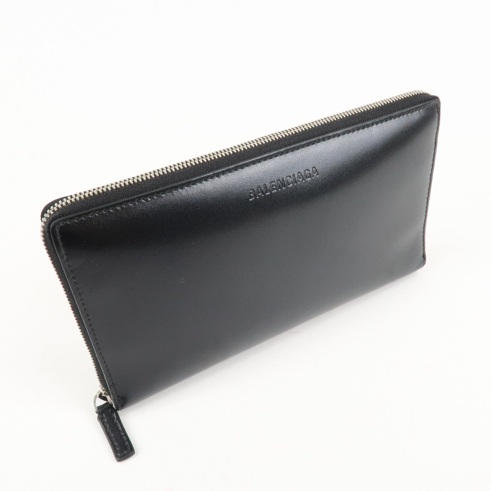 BALENCIAGA Leather Essentials Continental Wallet Black 664041