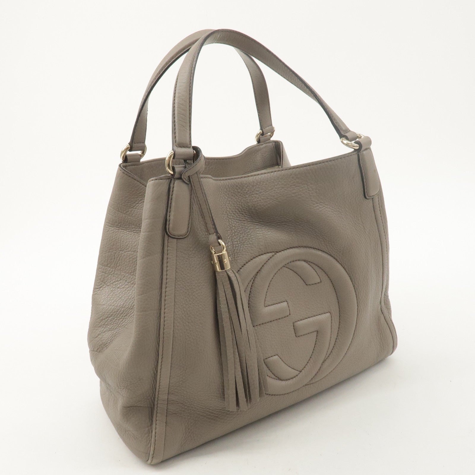 GUCCI SOHO Interlocking G Leather Shoulder Bag Graige 282309