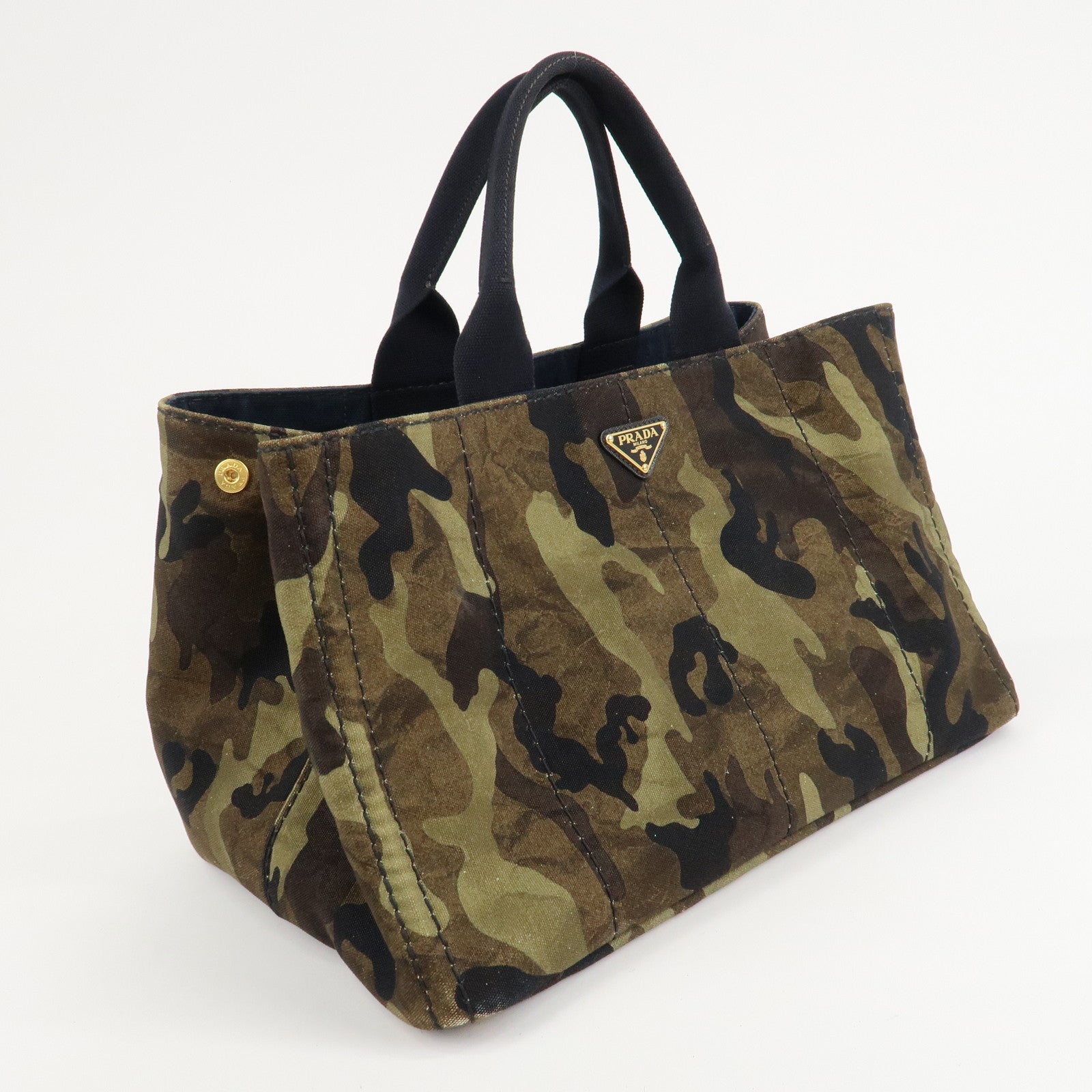 PRADA Logo Canapa Canvas Large Tote Bag Camouflage BN2020