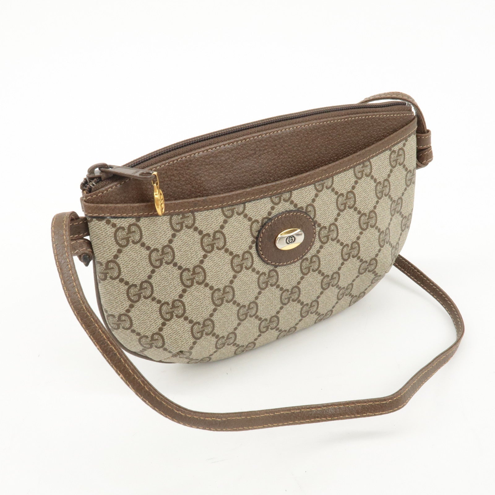 GUCCI Old Gucci GG Plus Leather Shoulder Bag Beige 904.02.020