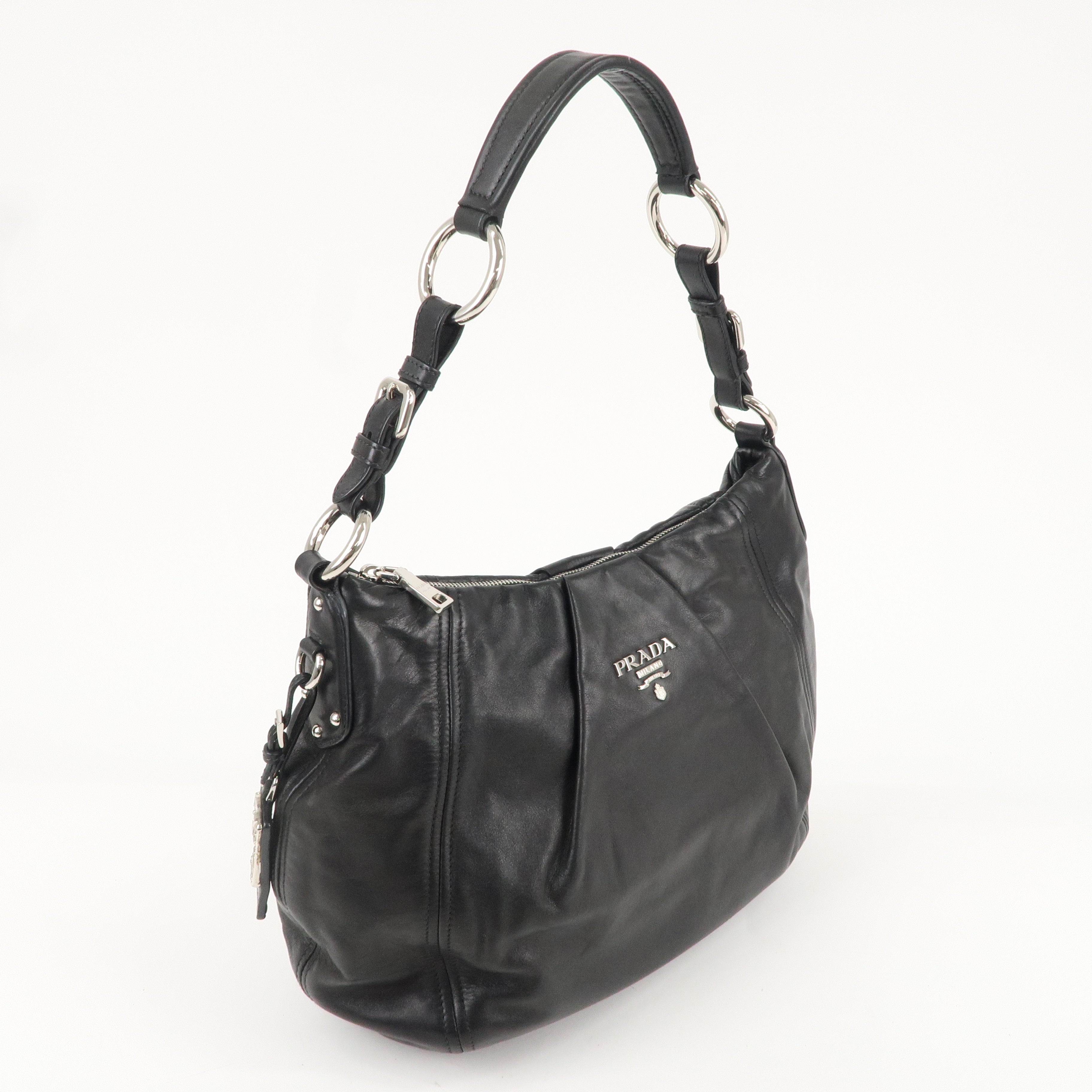 PRADA Leather One Shoulder Bag NERO Black BR4519