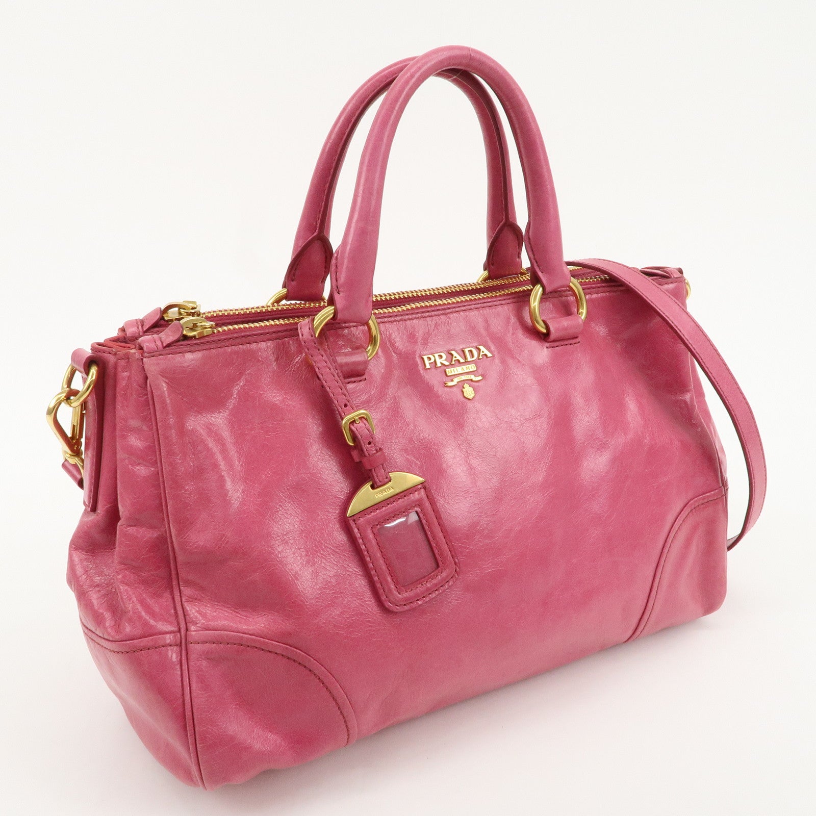 PRADA Leather 2Way Hand Bag Shoulder Bag Pink BN2324